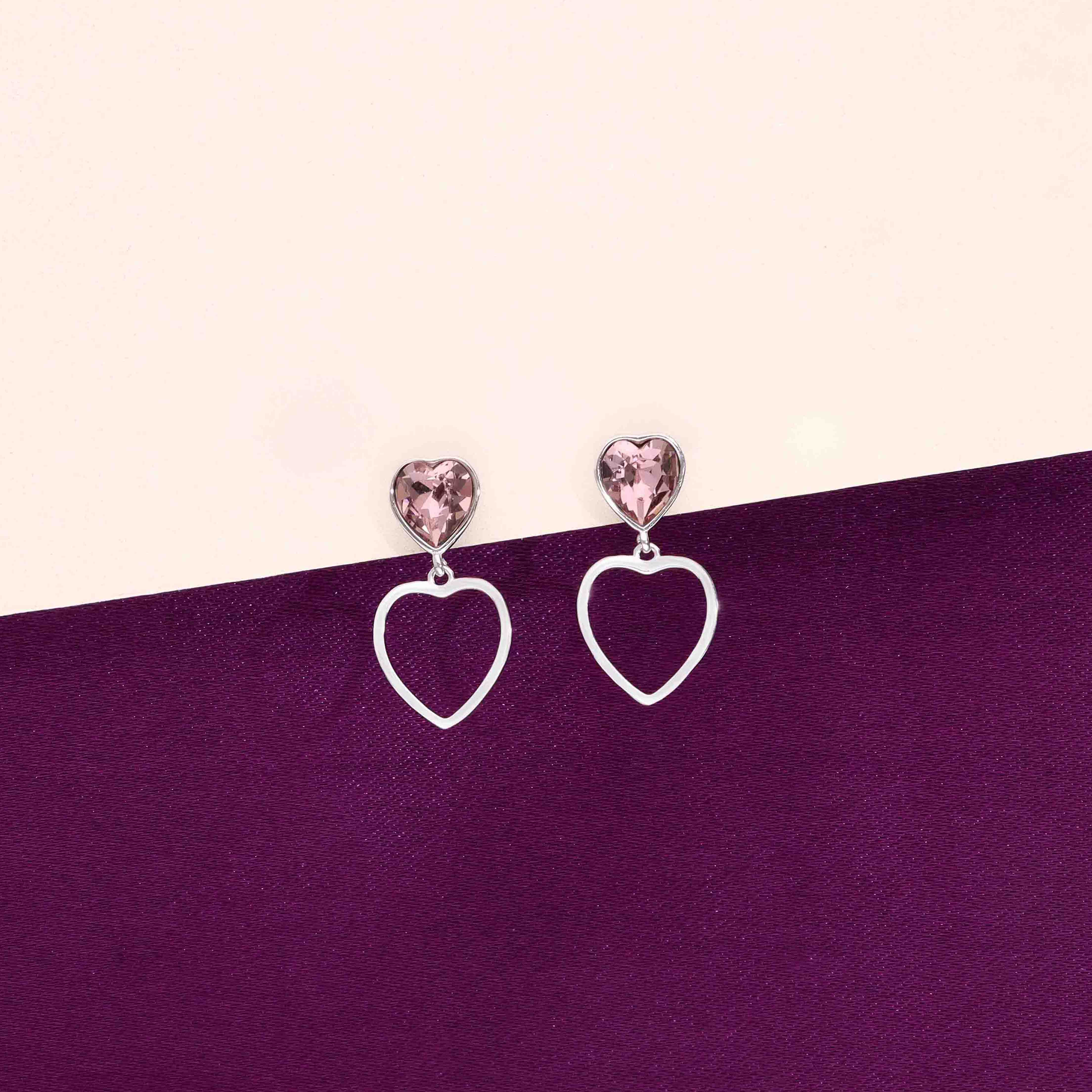 Sterling Silver Heart Drop Earrings - Image 7