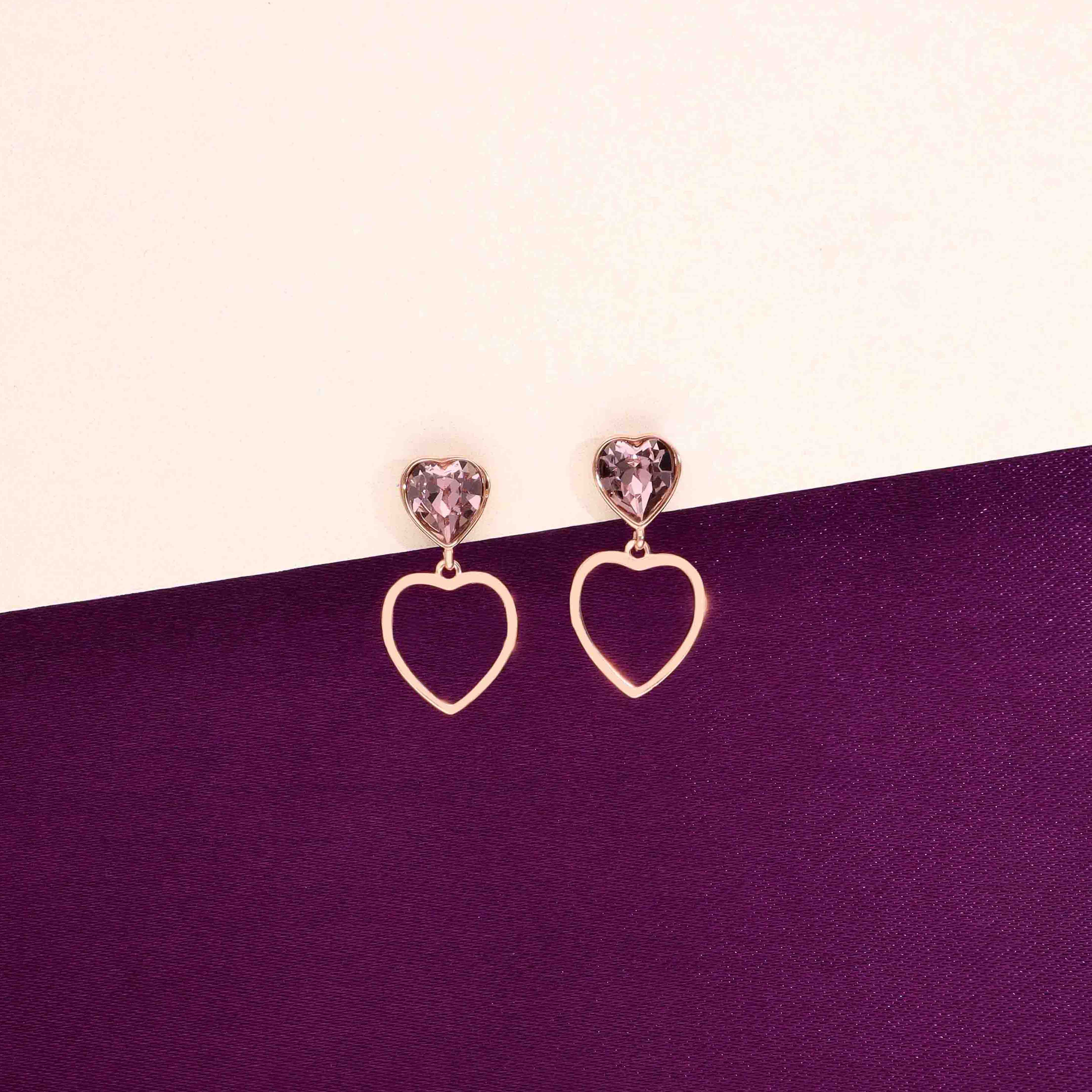 Sterling Silver Heart Drop Earrings - Image 8