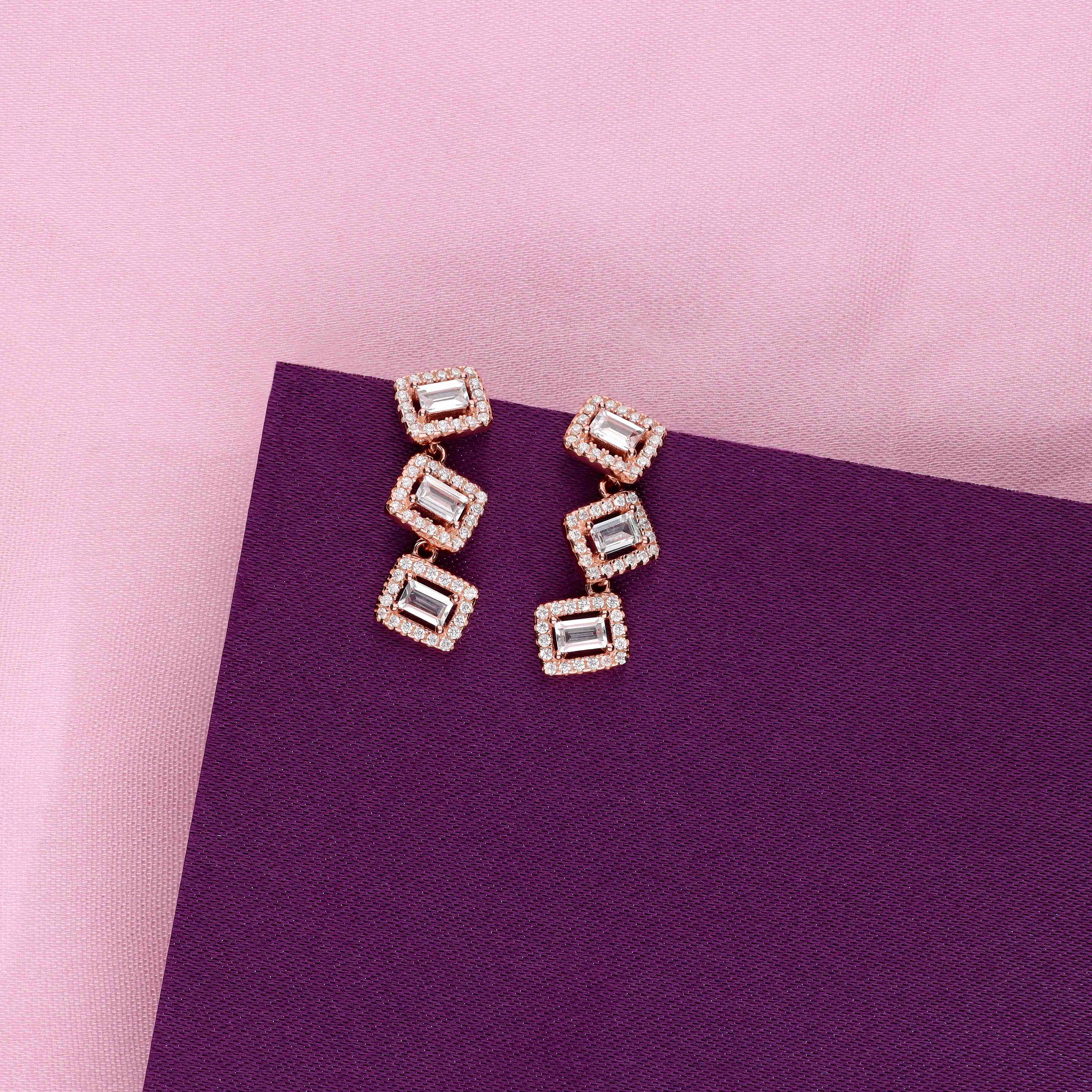 Triple Luxe Sparkle Drop Earrings - Image 2