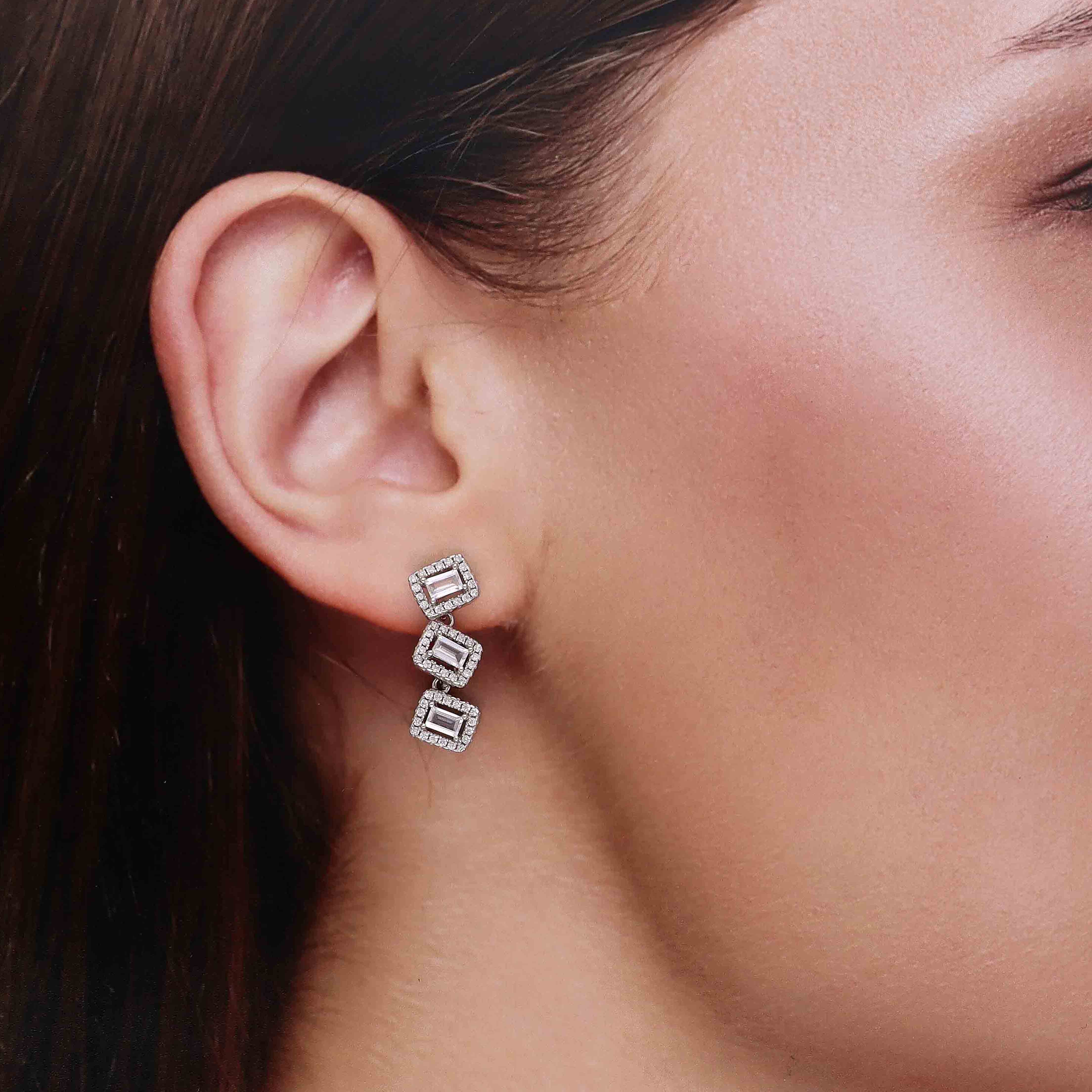 Triple Luxe Sparkle Drop Earrings - Image 3