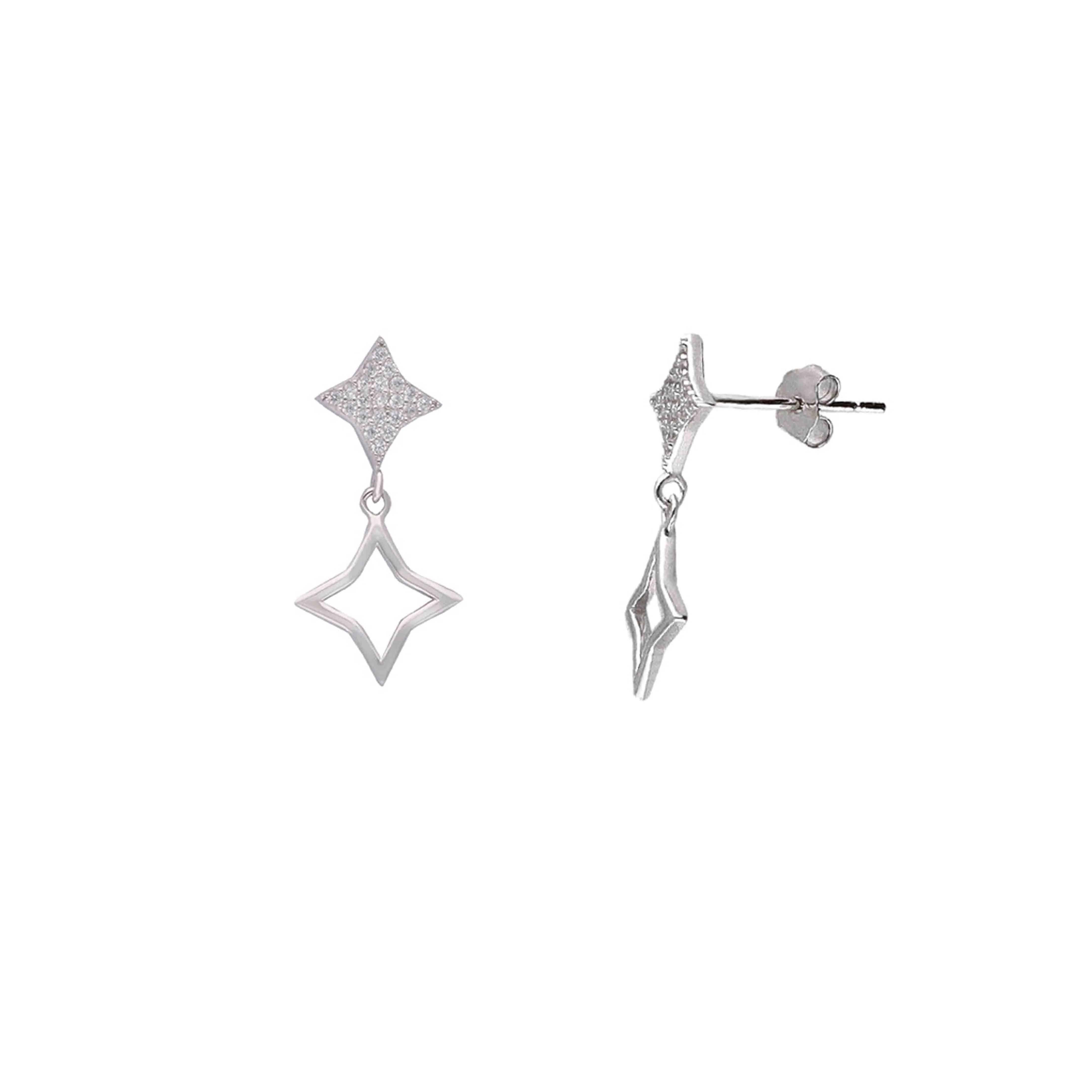 Sterling Silver Chic Star Drop Earrings - Image 5