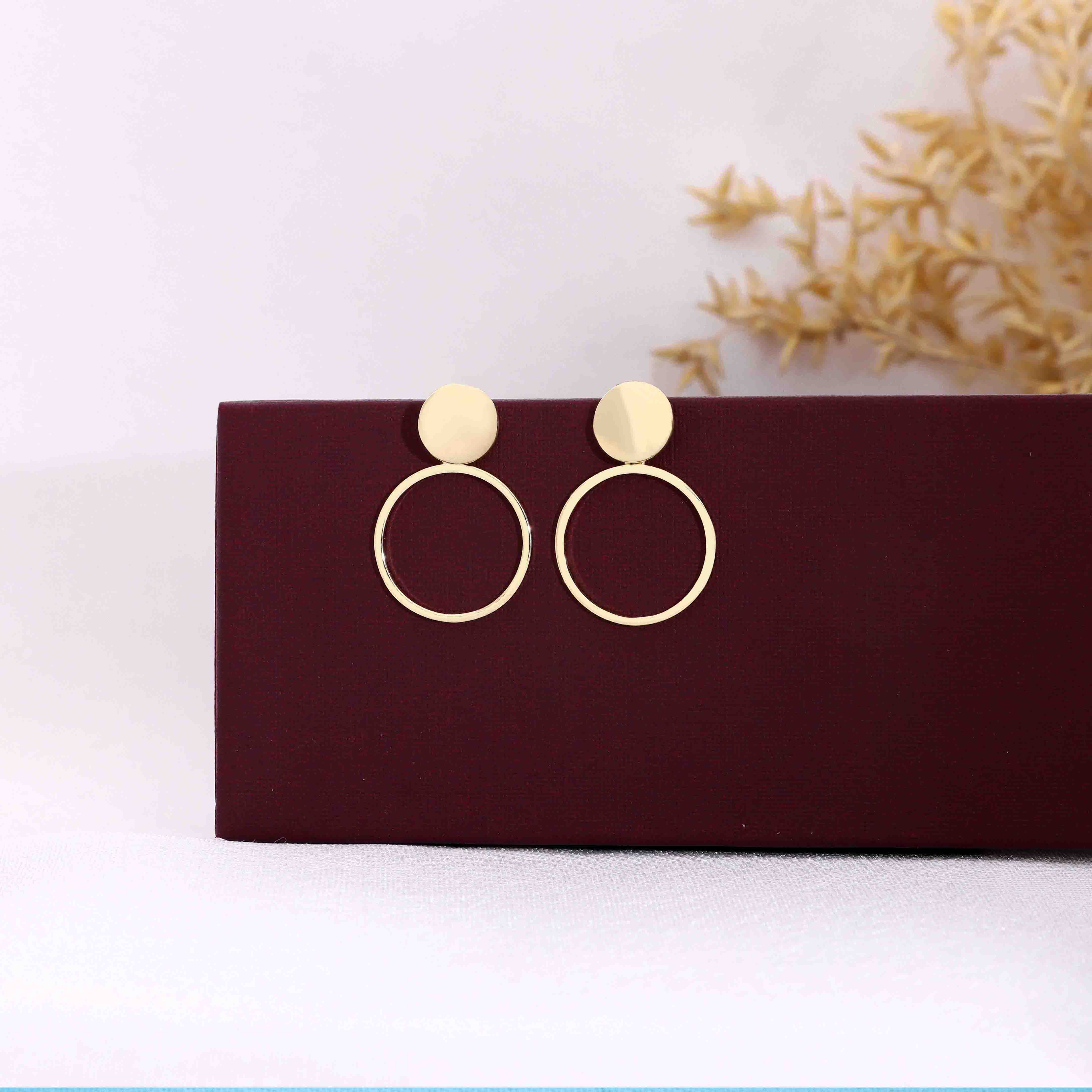 Sterling Gold Chic Circle Drop Earrings - Image 5
