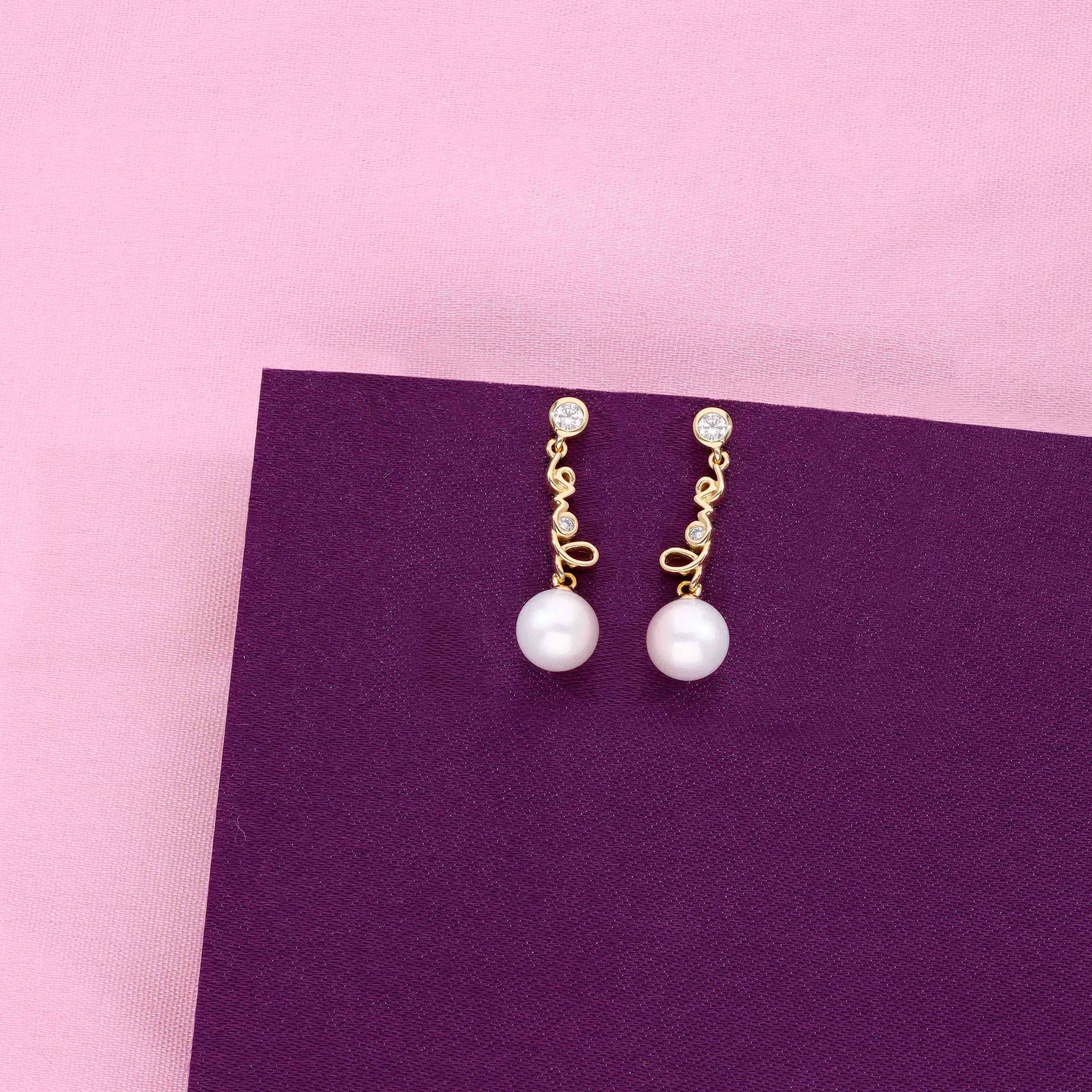 Sterling Silver Love Pearl Drop Earrings - Image 5