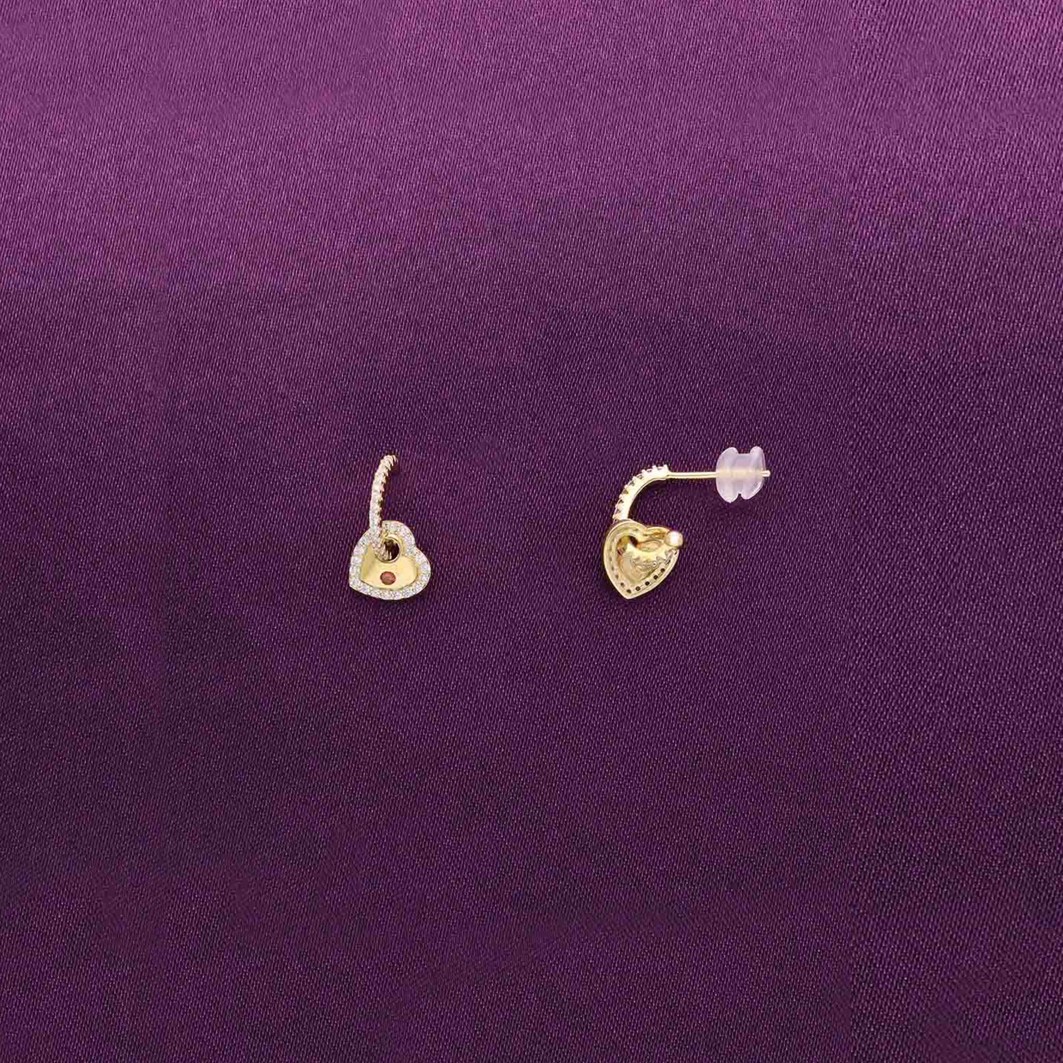Sterling Gold Heart Drop Earrings - Image 3