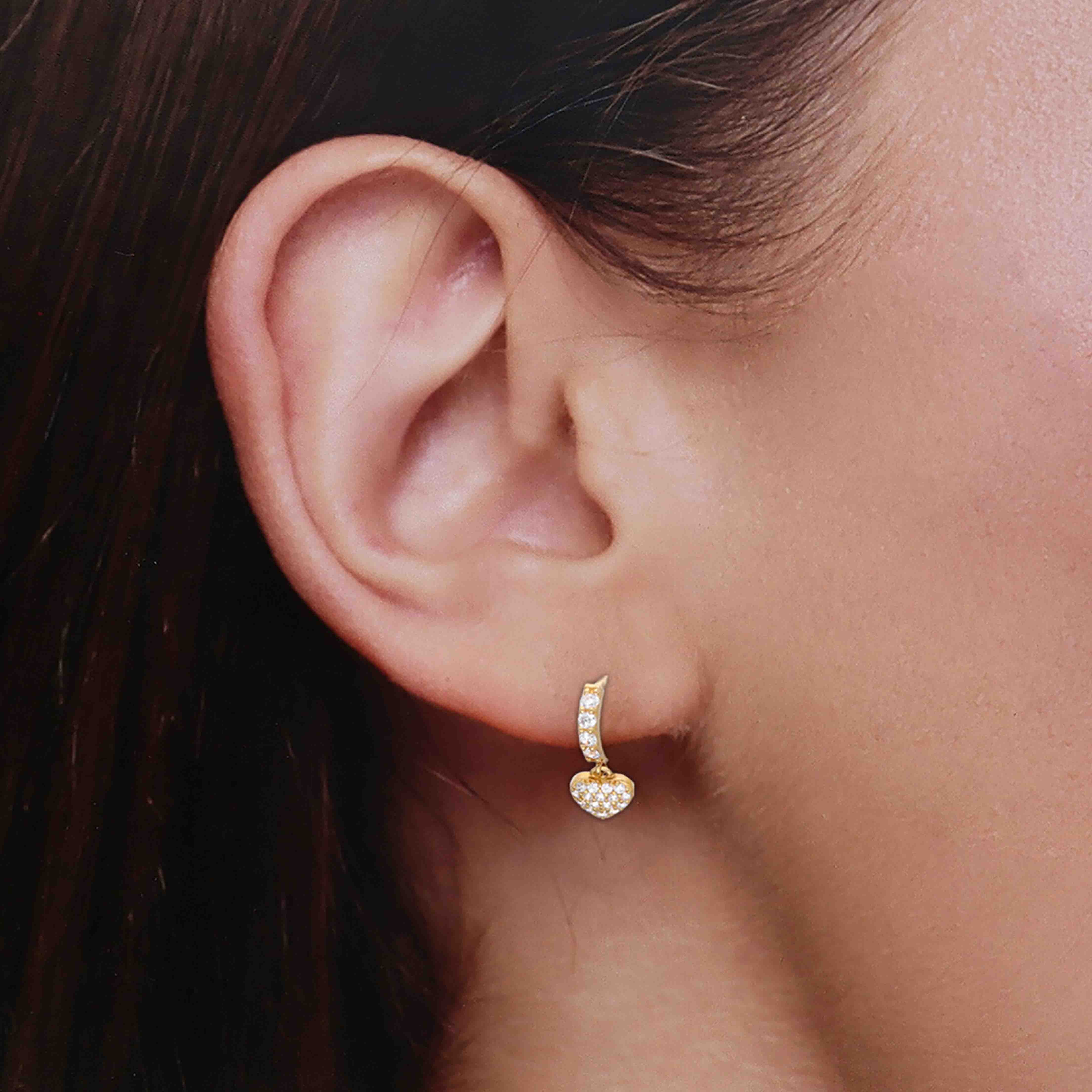Elegant Pave Heart Drop Earrings - Image 2