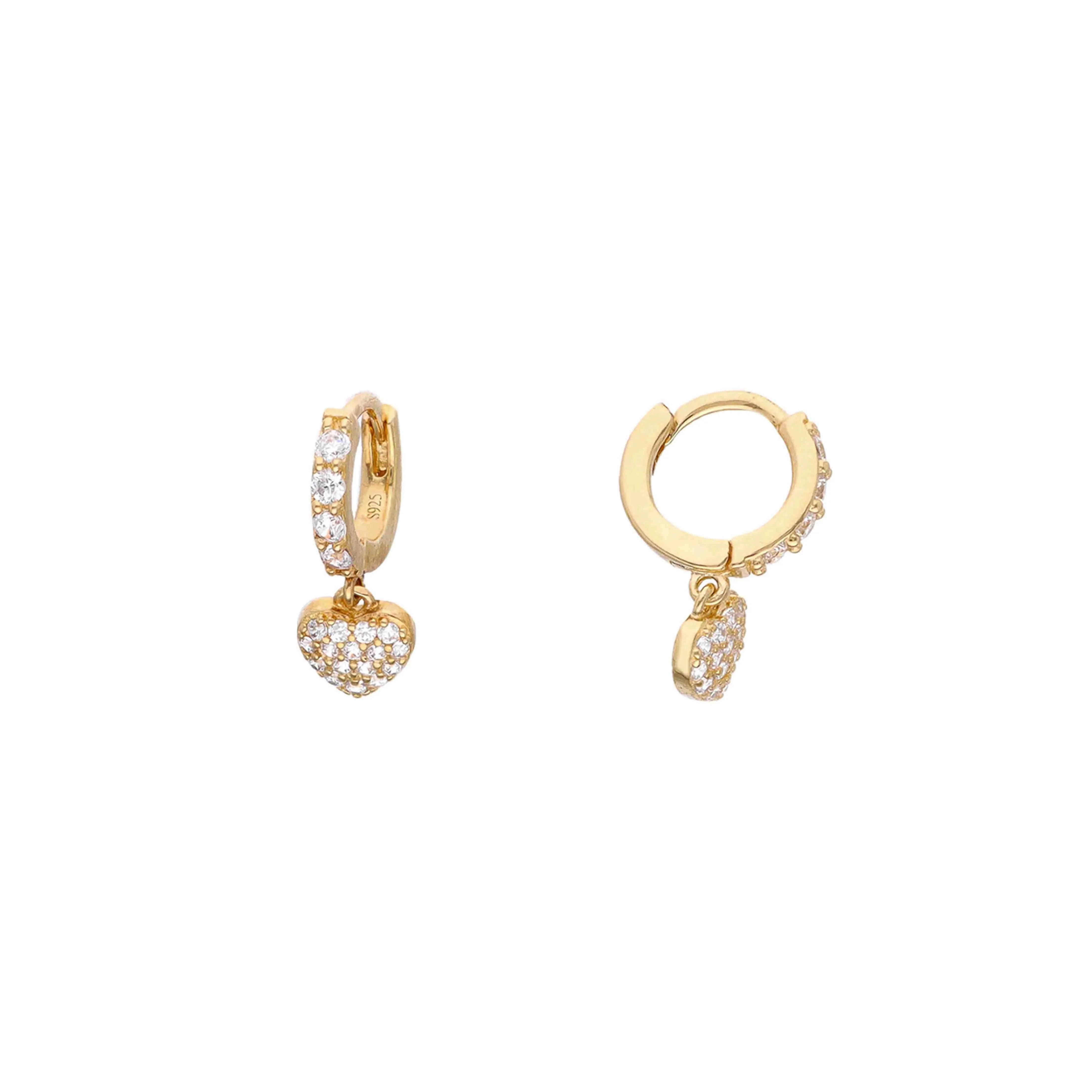 Elegant Pave Heart Drop Earrings - Image 3