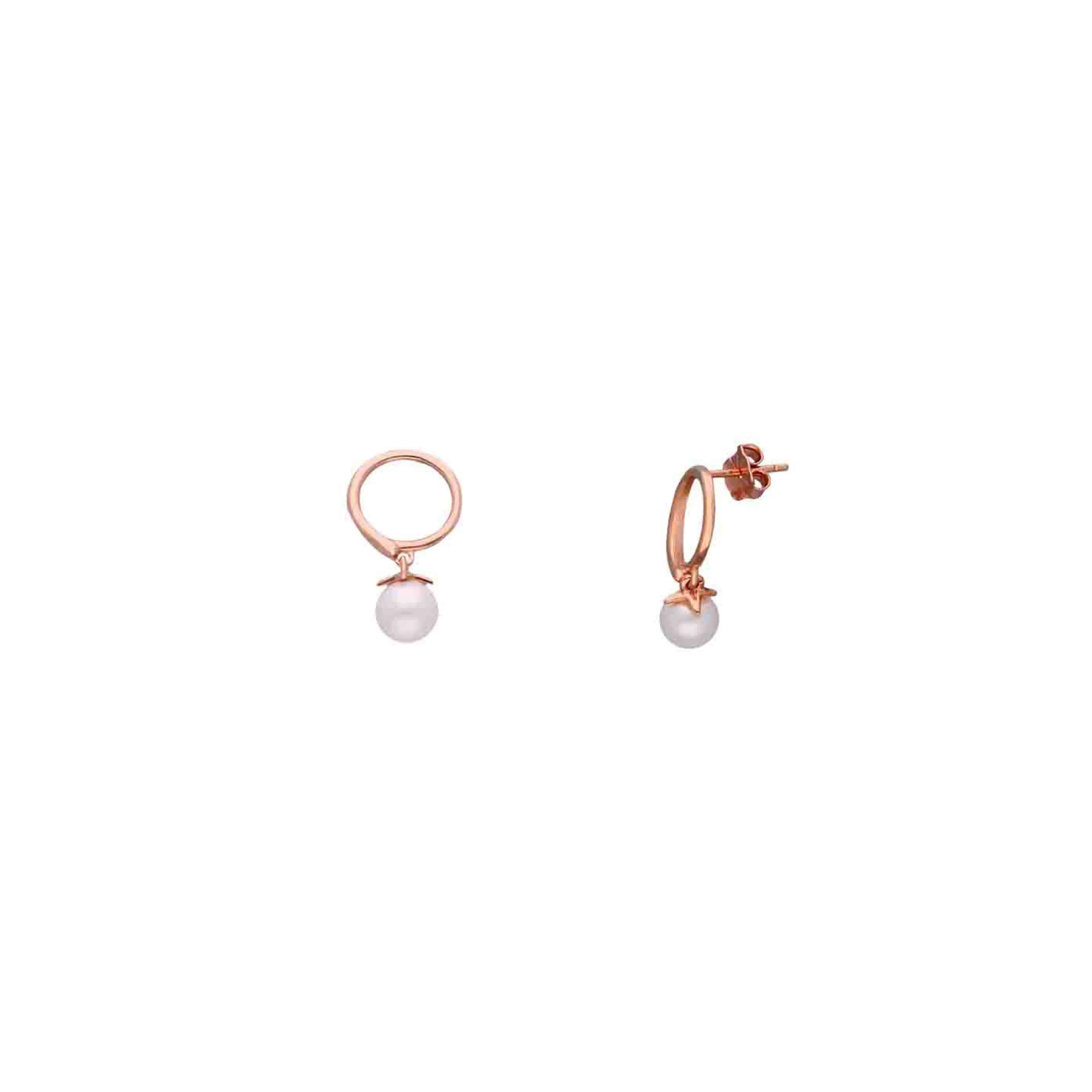 Sterling Rose Gold Pearl Brilliance Drop Earrings - Image 3