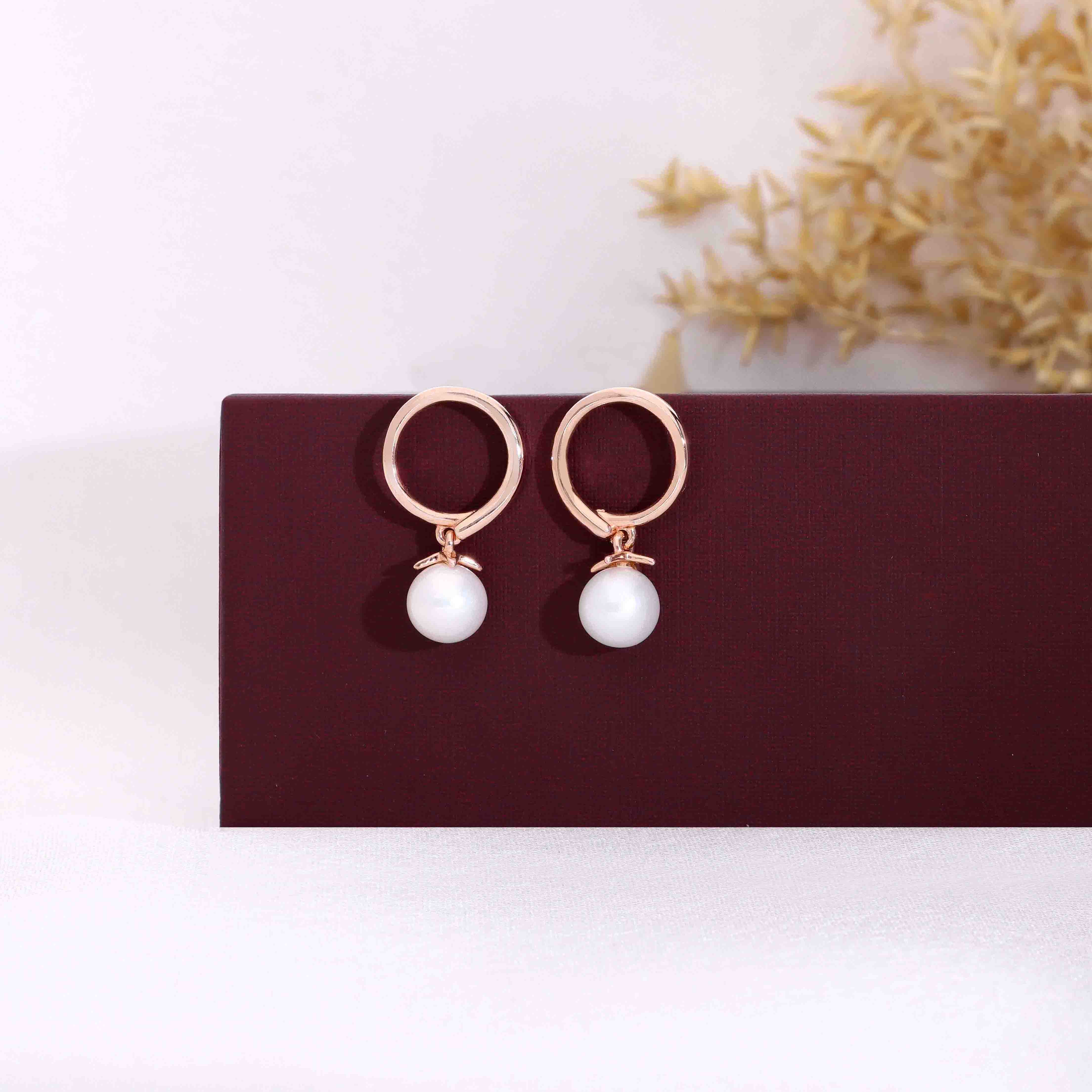Sterling Rose Gold Pearl Brilliance Drop Earrings - Image 5