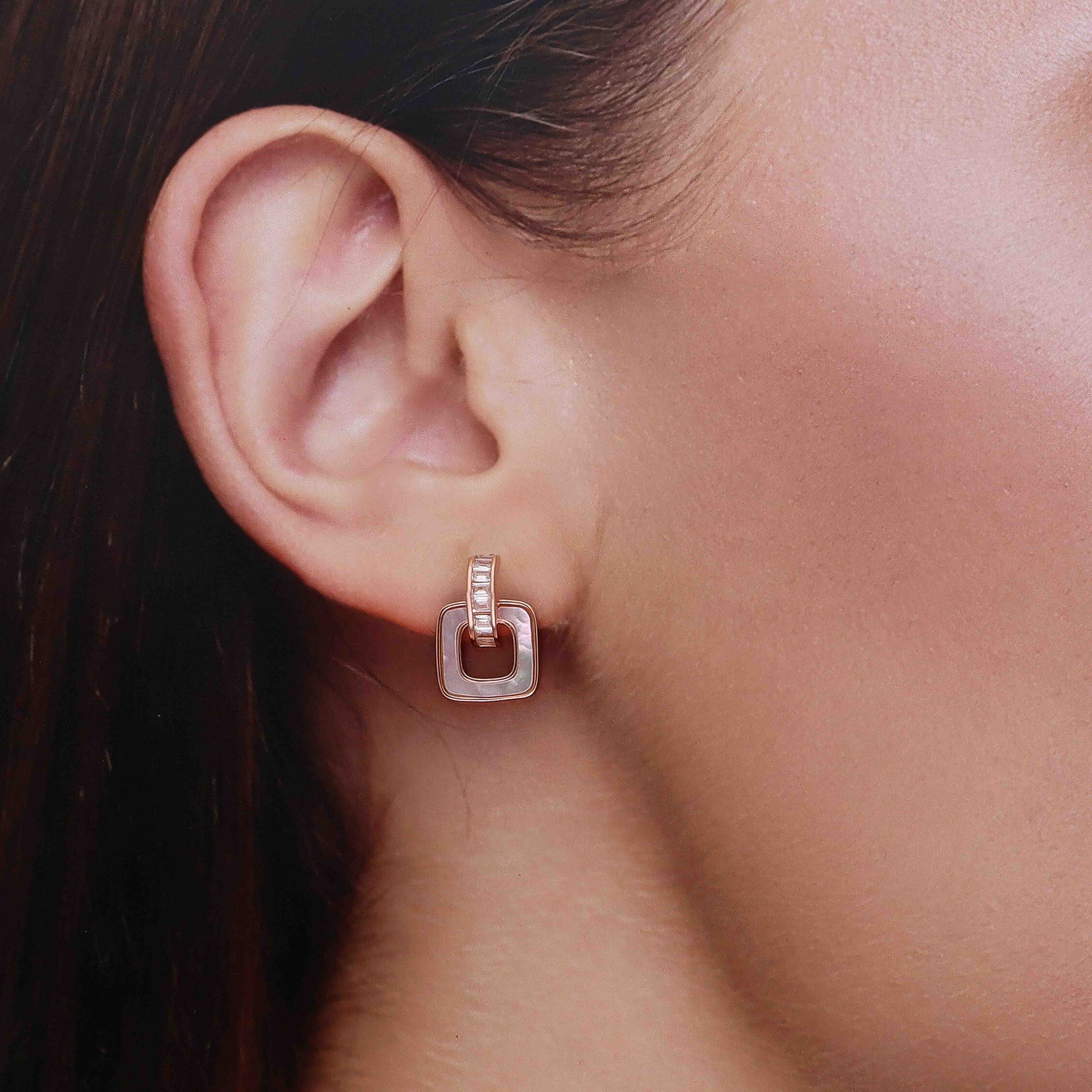 Radiant Silver Square Drop Earrings - Image 4