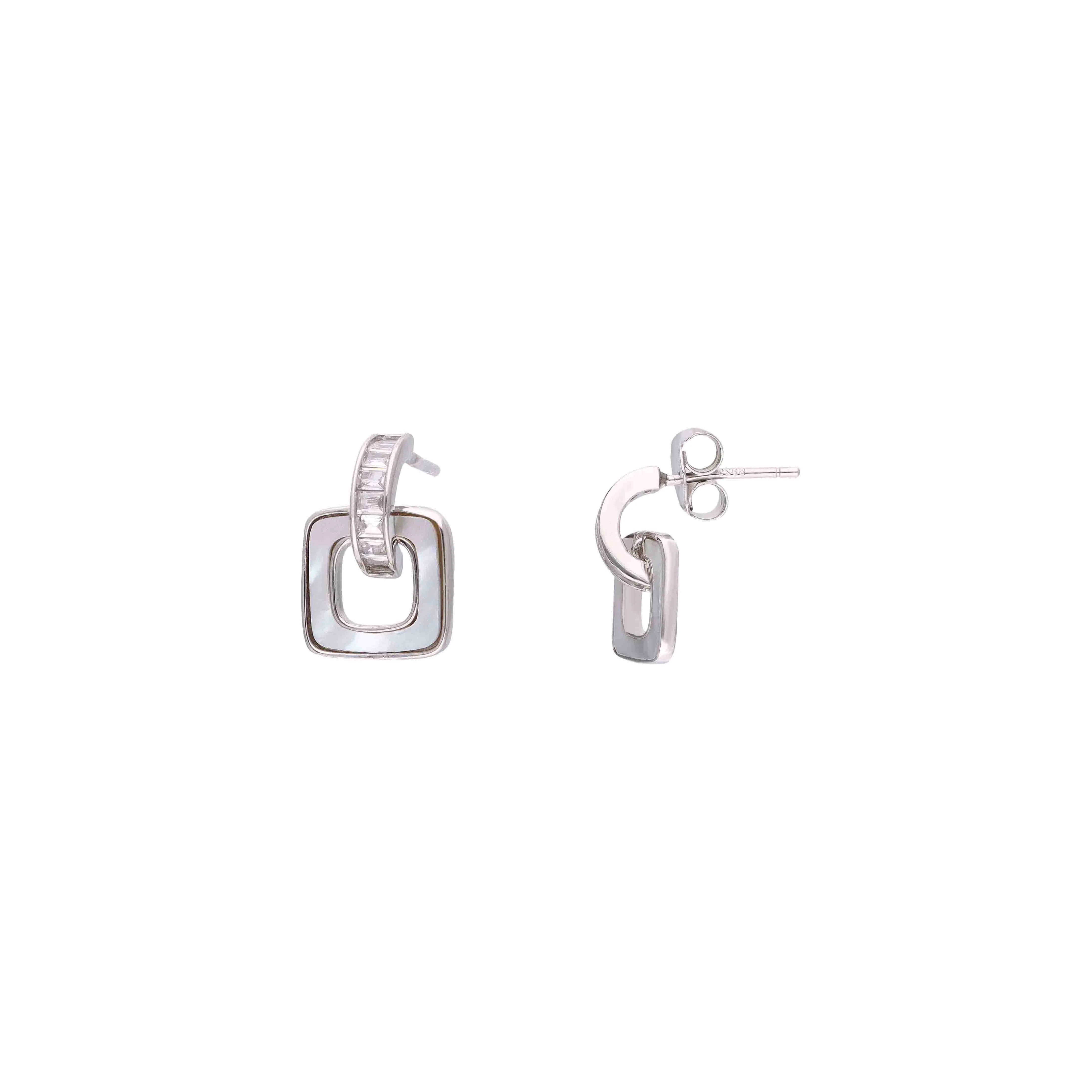 Radiant Silver Square Drop Earrings - Image 5