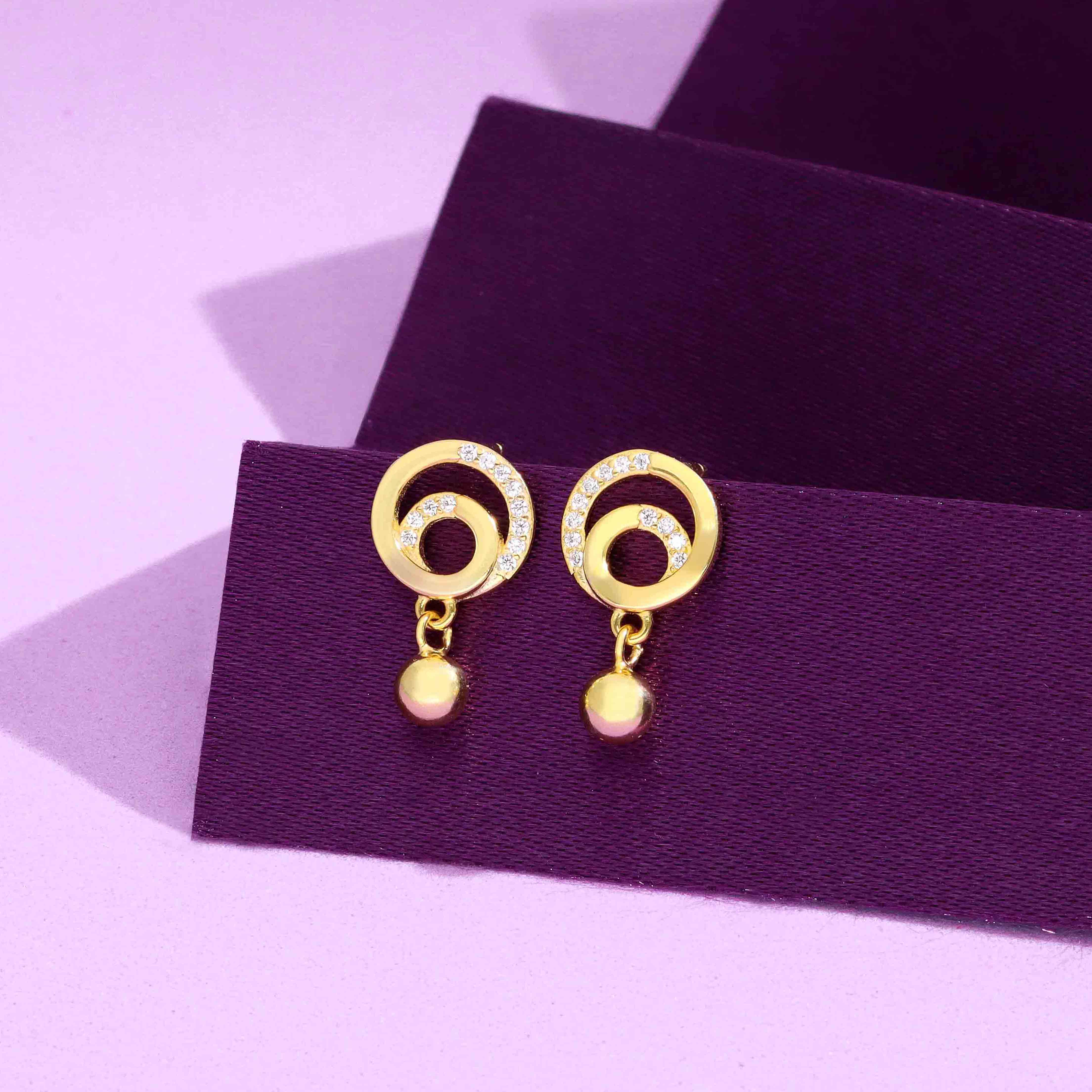 Silver Circular Crystal Accents Drop Earrings - Image 2