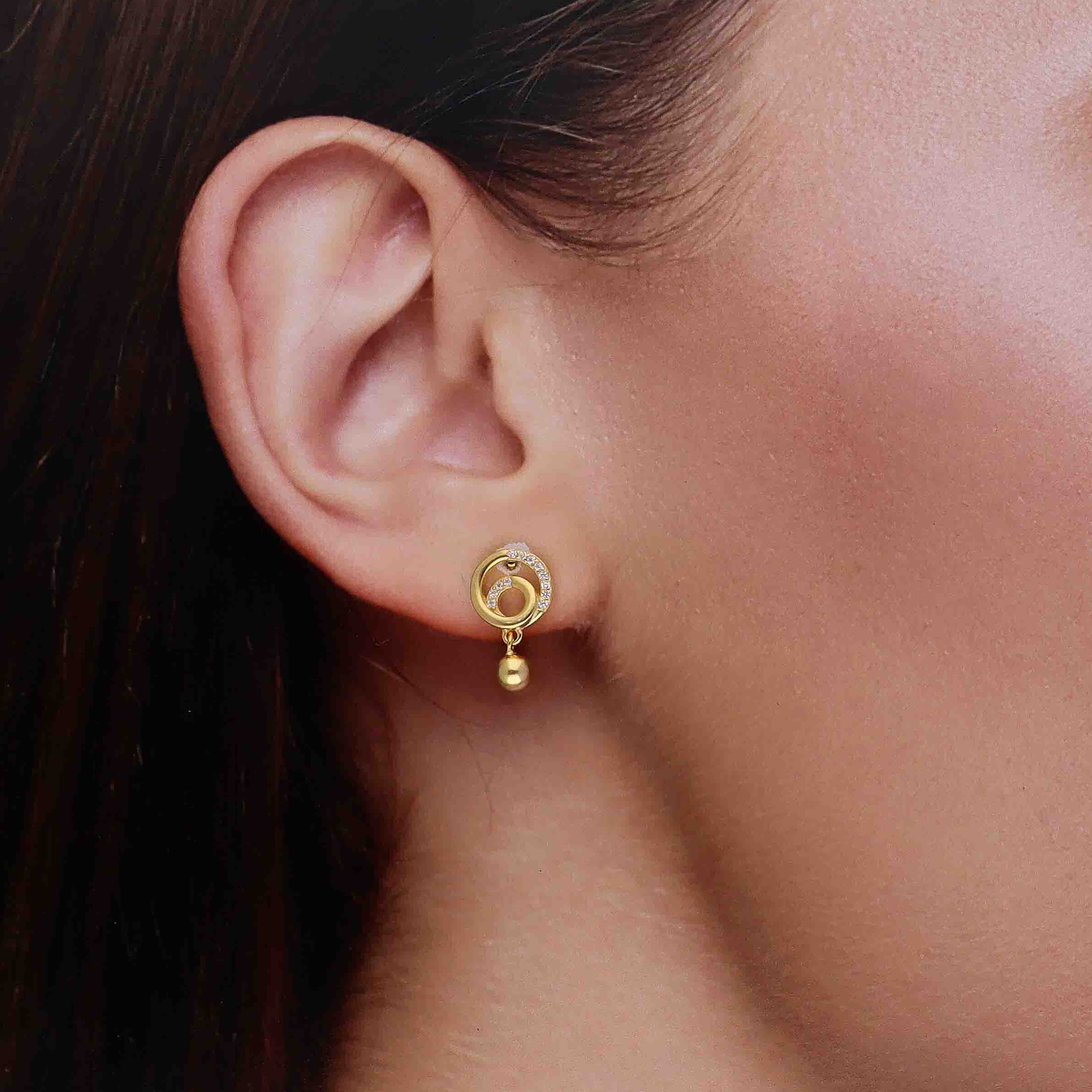 Silver Circular Crystal Accents Drop Earrings - Image 4
