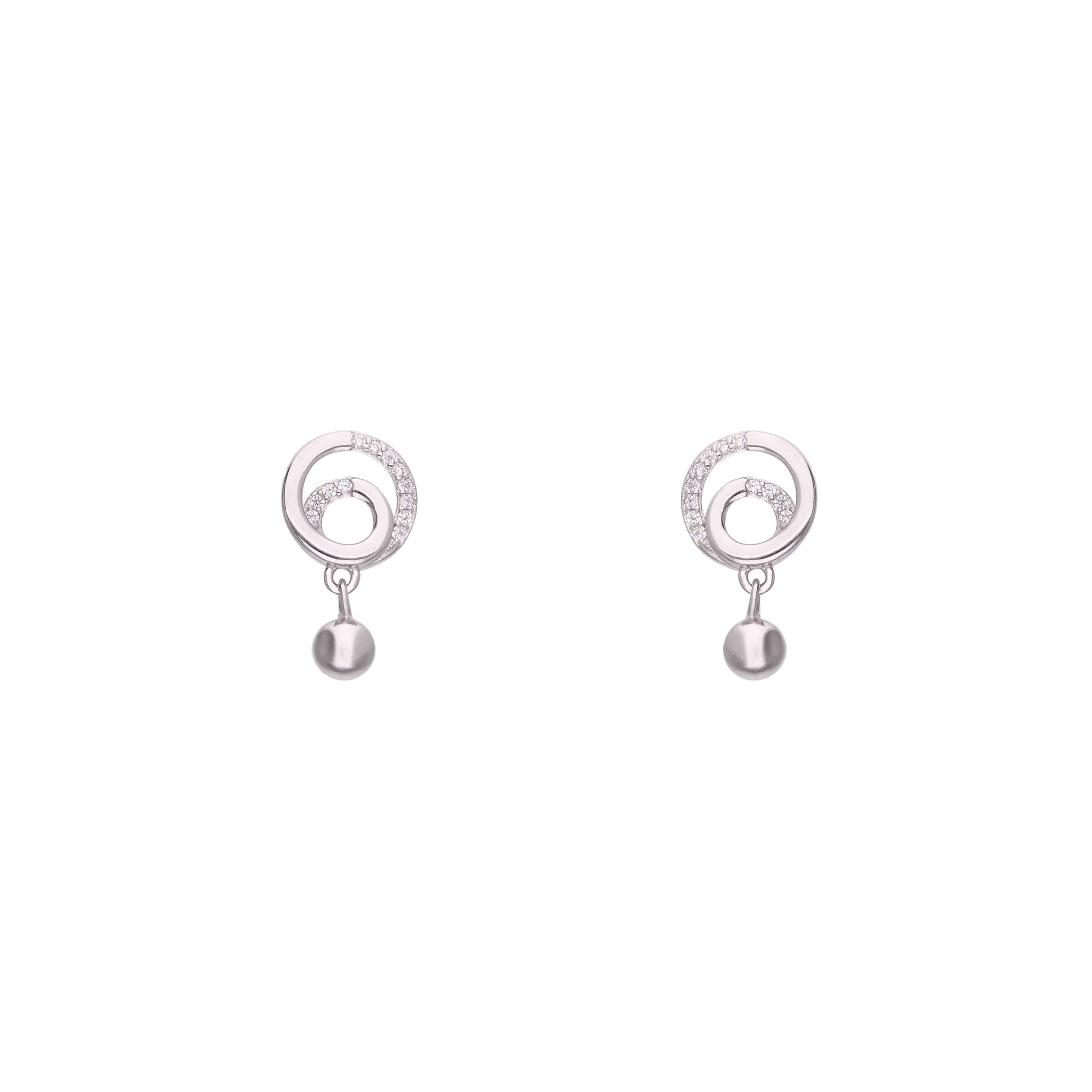 Silver Circular Crystal Accents Drop Earrings - Image 5