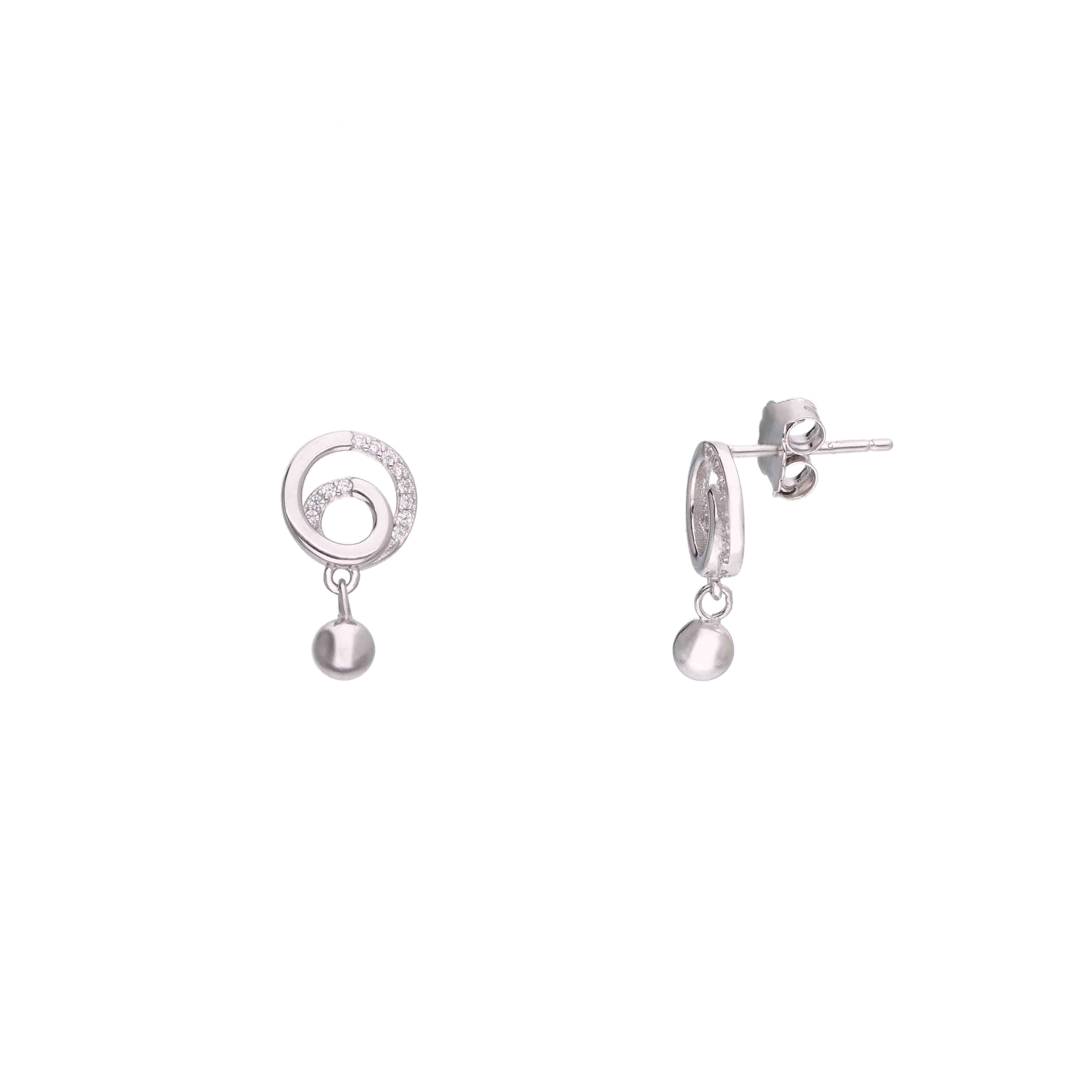 Silver Circular Crystal Accents Drop Earrings - Image 6