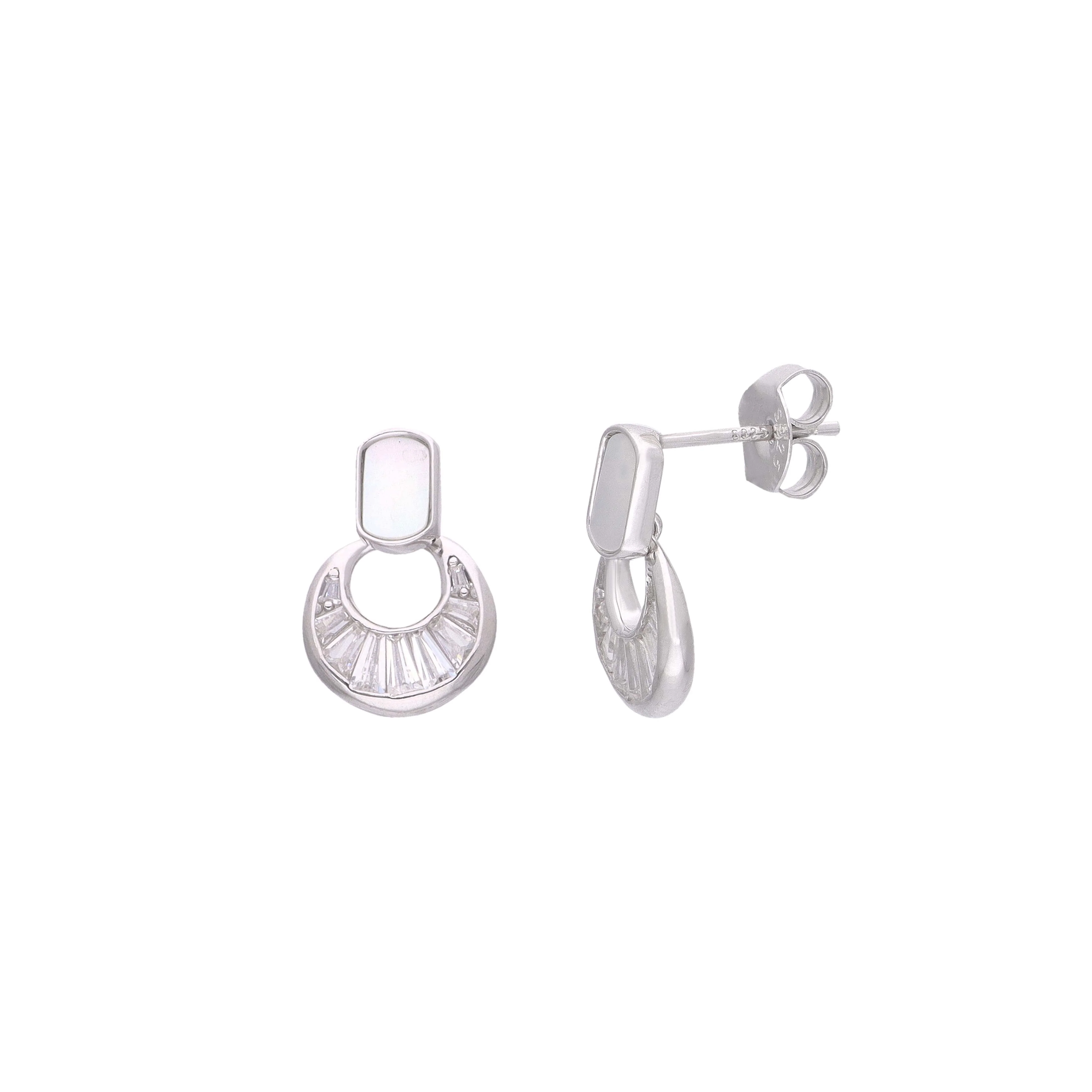 Sterling Silver Mother-of-Pearl & Baguette Drop Earring - Image 7