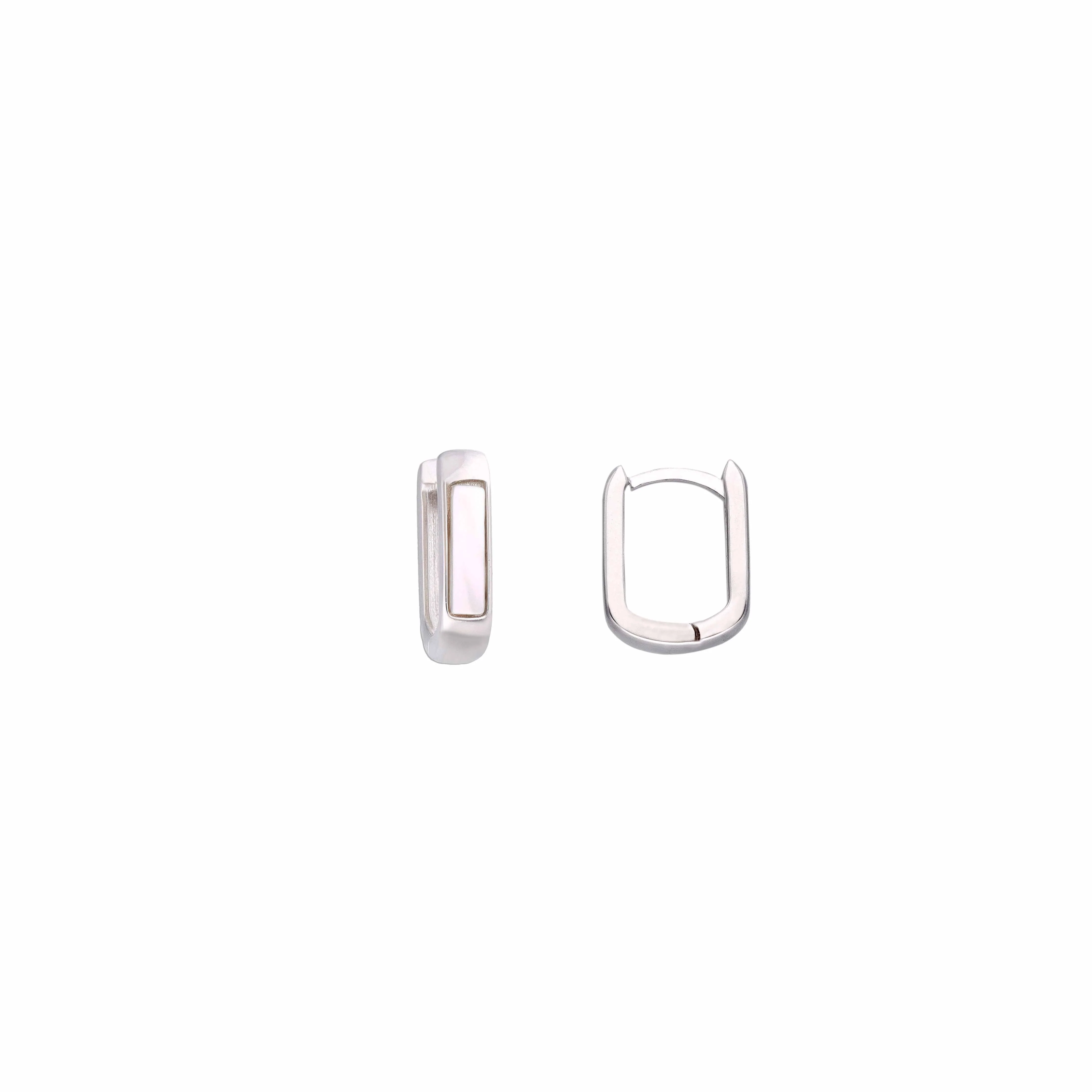 Square Silver Hoop Earrings - Image 3