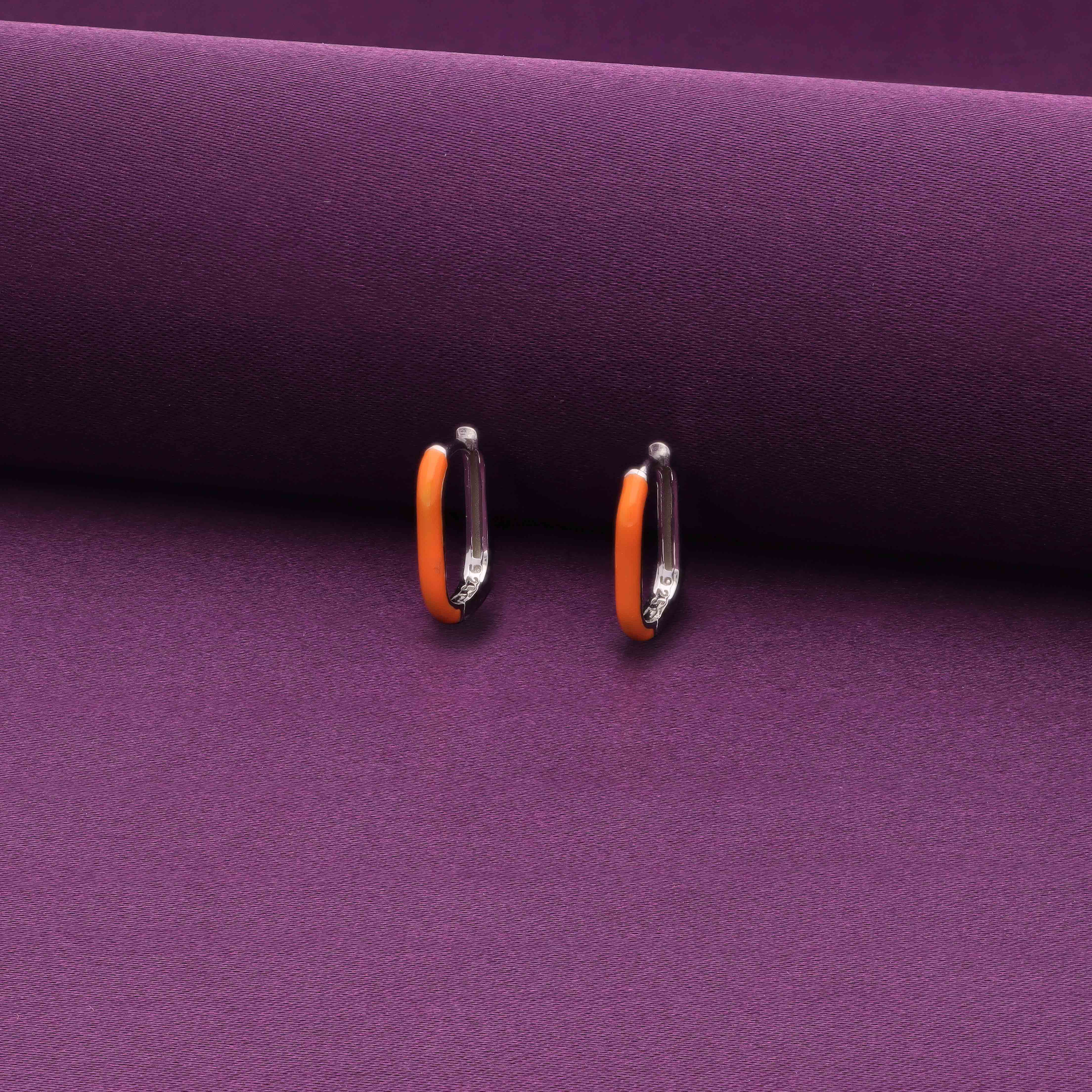 Colorful Enamel Hoop Earrings - Image 3