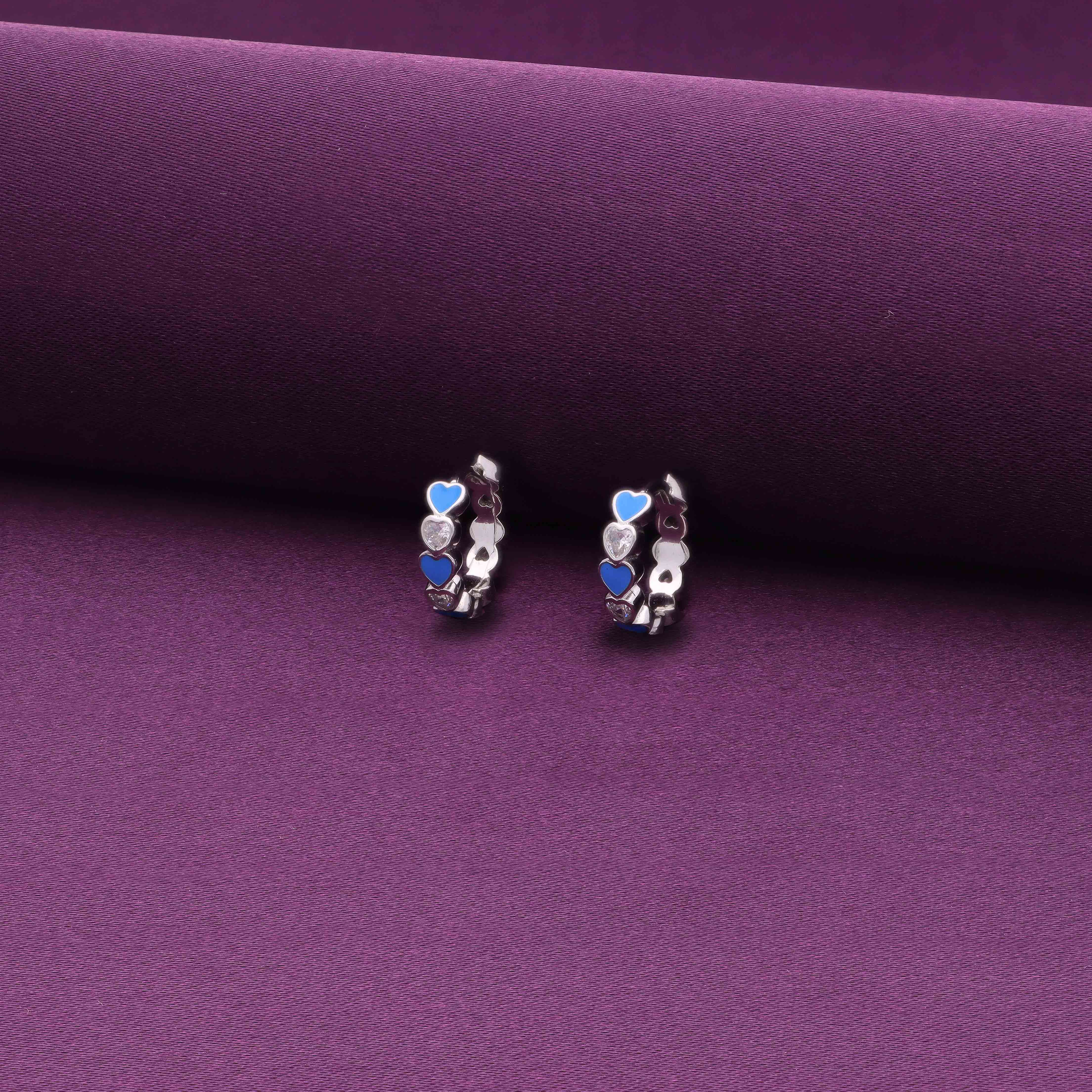 Sterling Silver Colourful Heart Hoops - Image 3