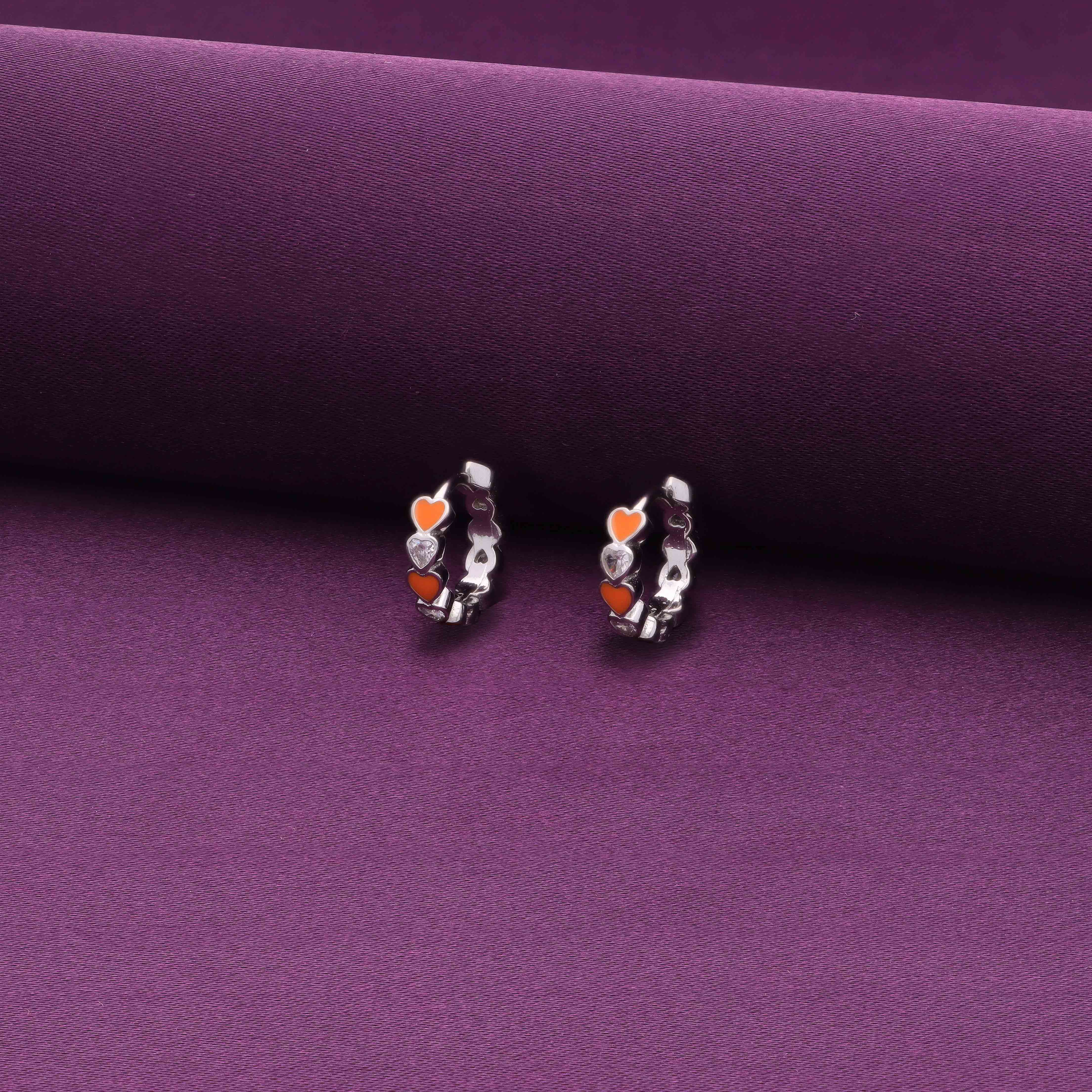 Sterling Silver Colourful Heart Hoops - Image 4