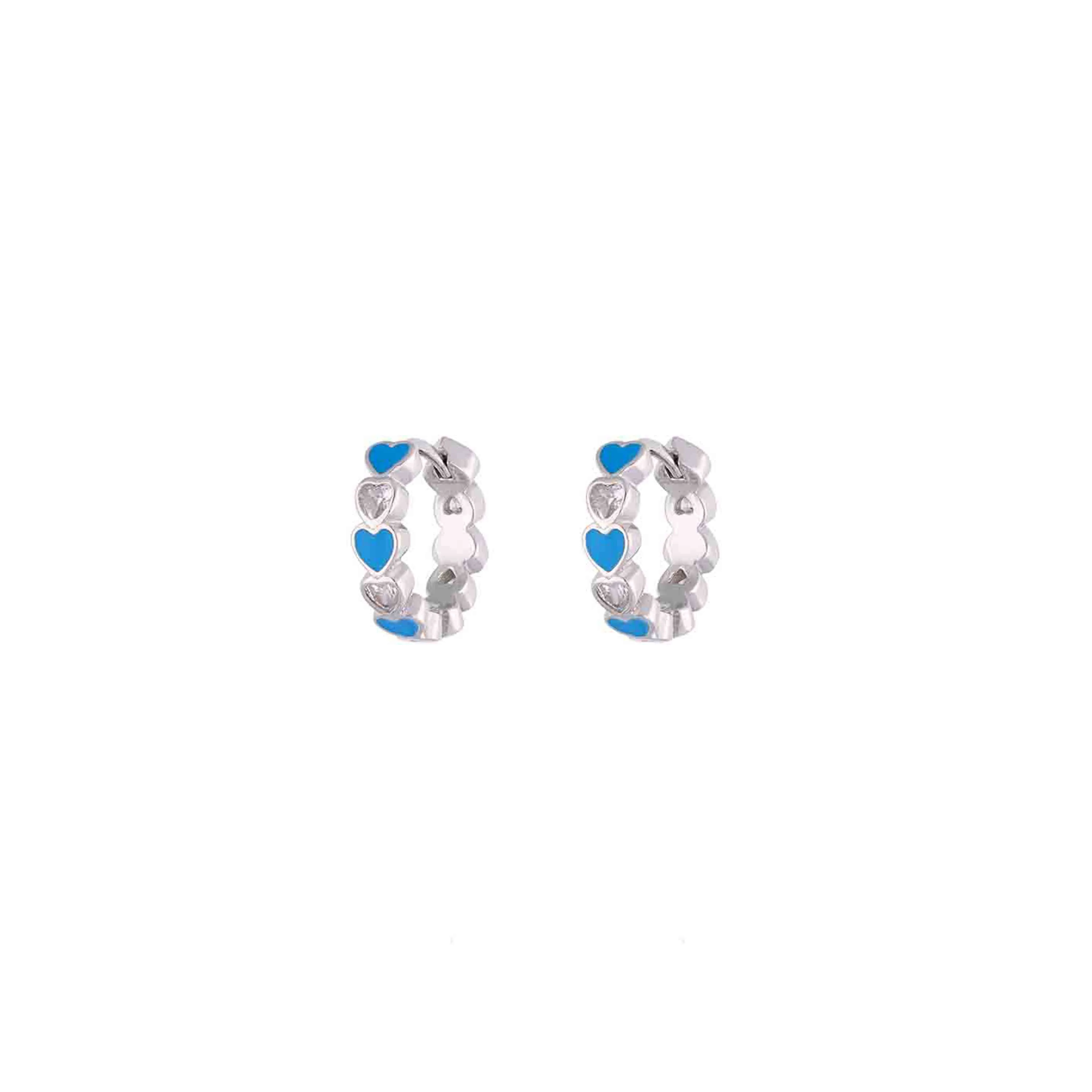 Sterling Silver Colourful Heart Hoops - Image 7