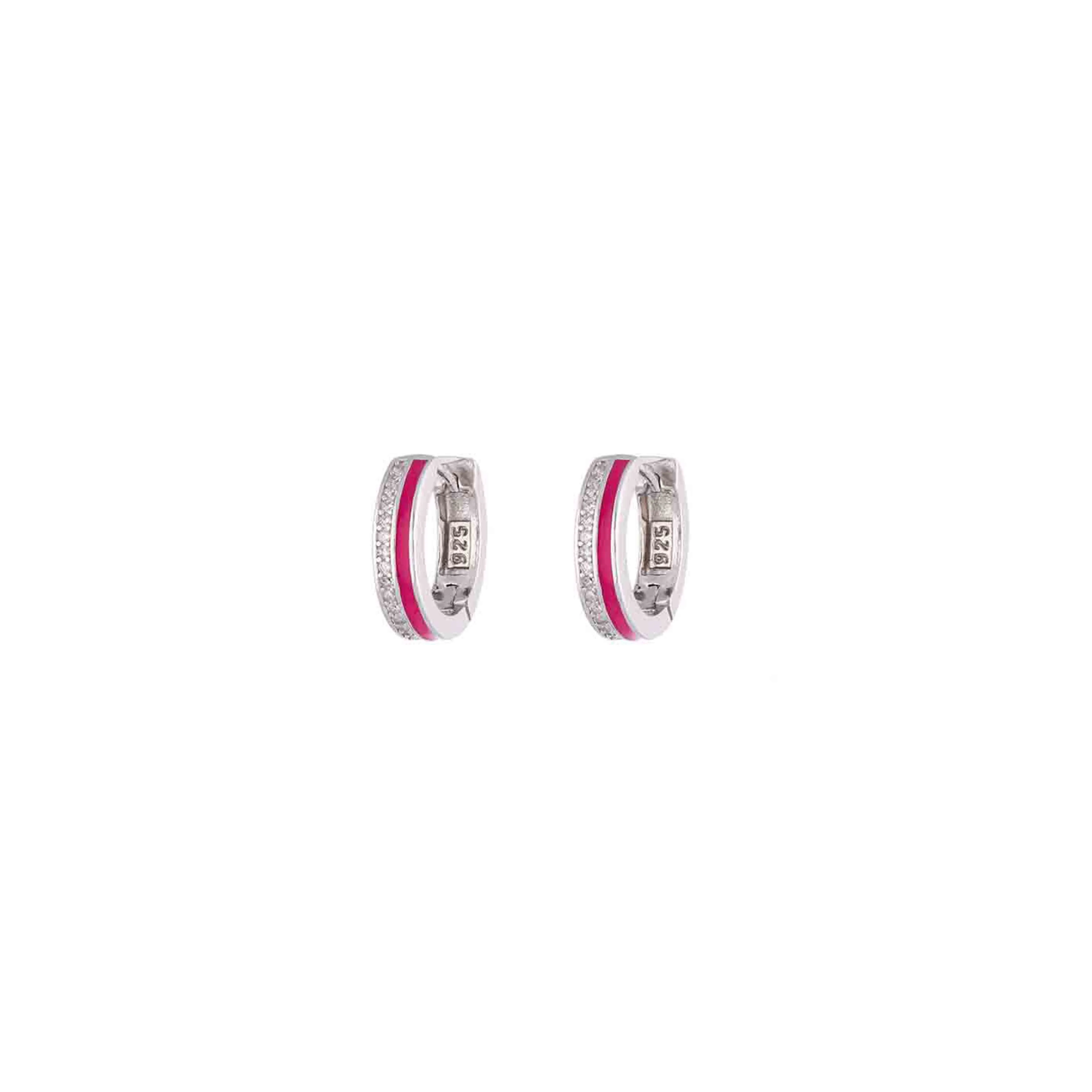 Sterling Silver Zircon & Enamel Hoops - Image 3