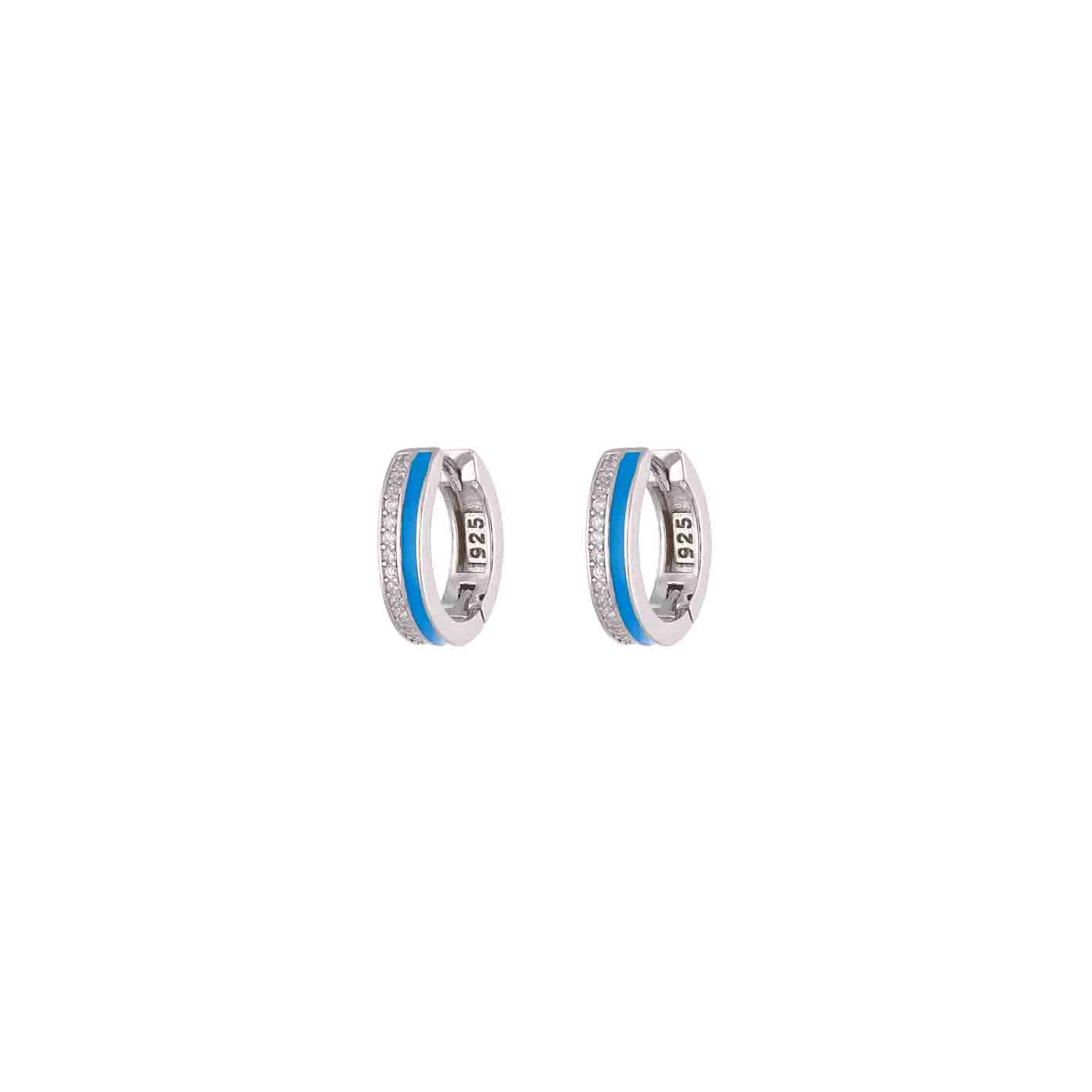 Sterling Silver Zircon & Enamel Hoops - Image 4