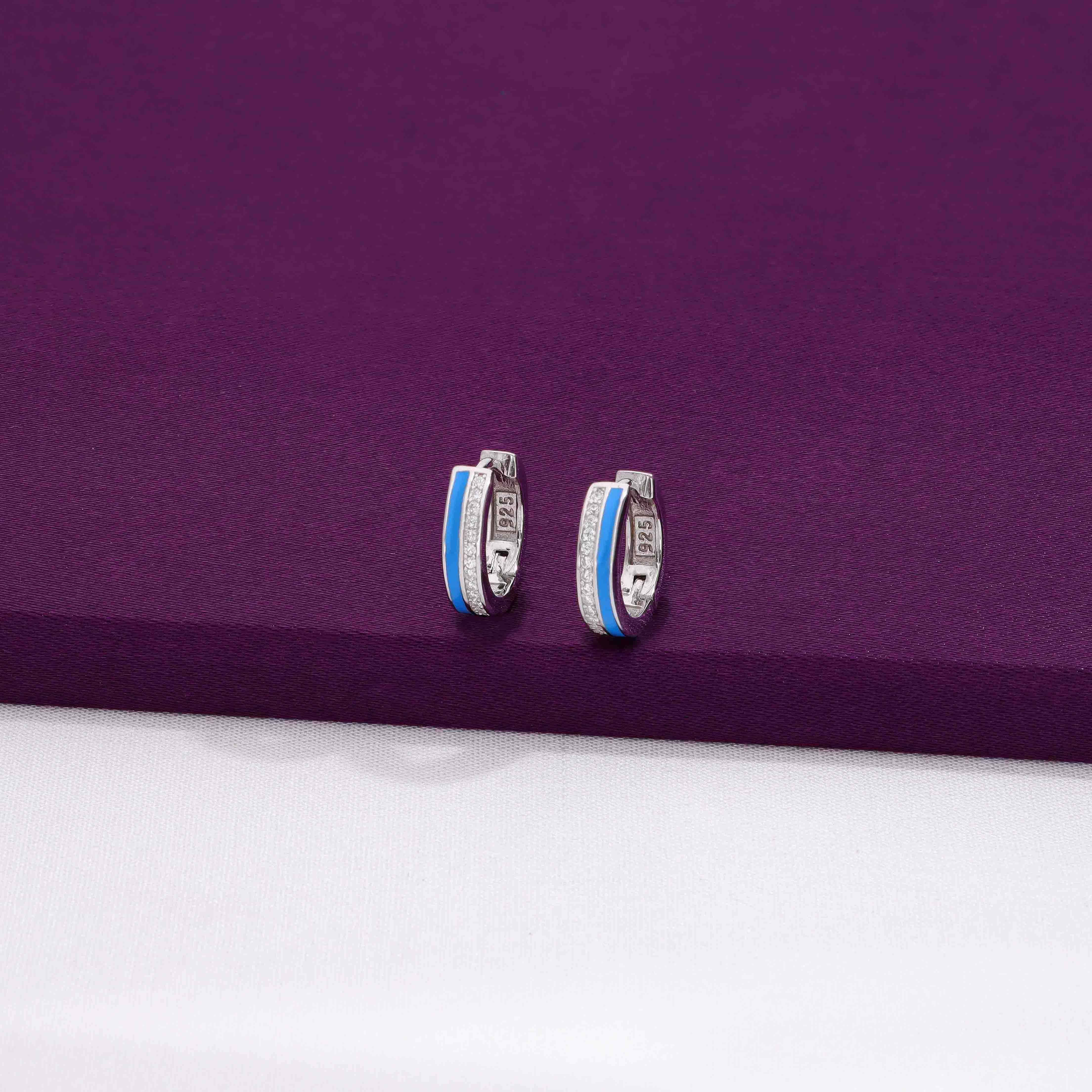 Sterling Silver Zircon & Enamel Hoops - Image 6