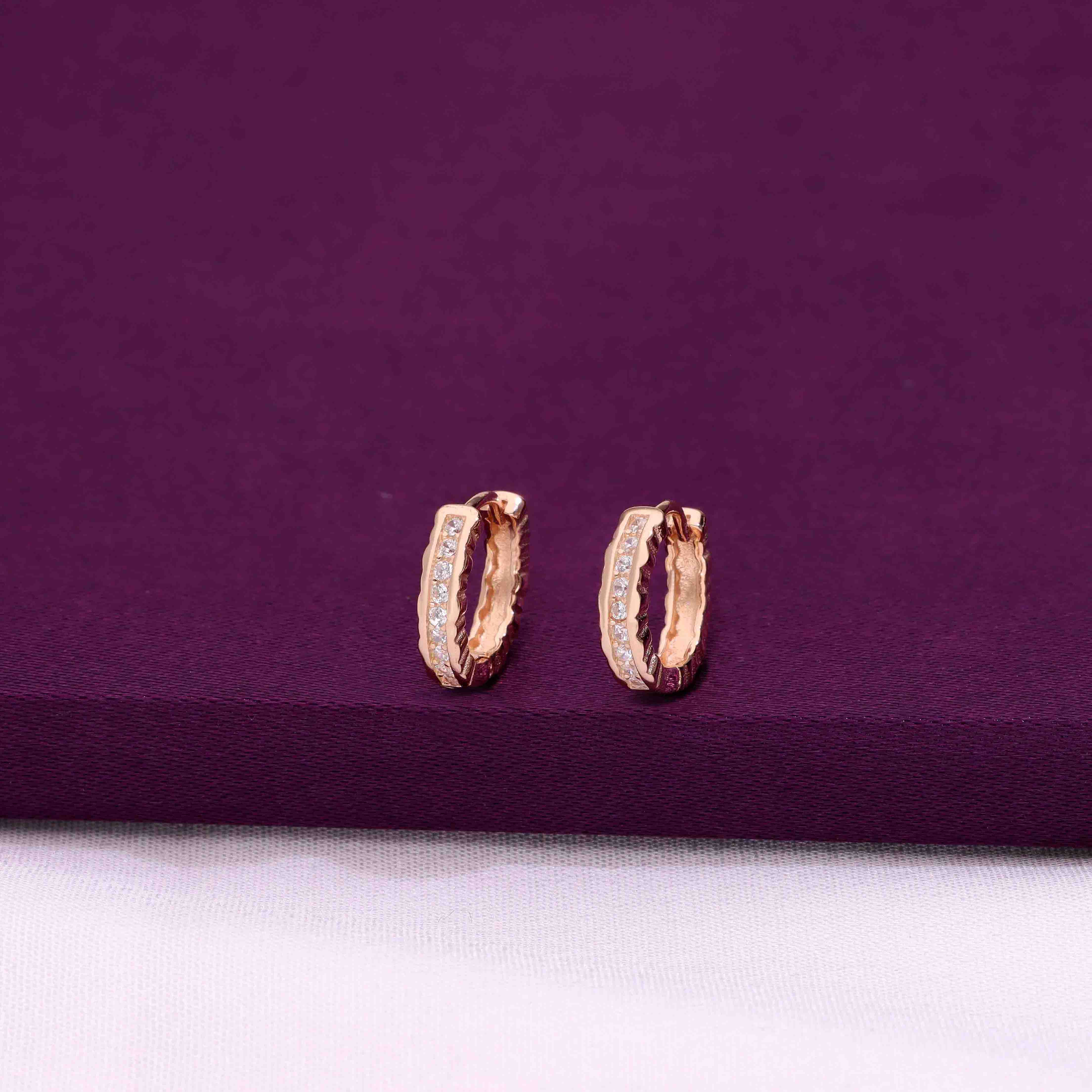 Sterling Silver Rose Gold Zircon Studs - Image 3