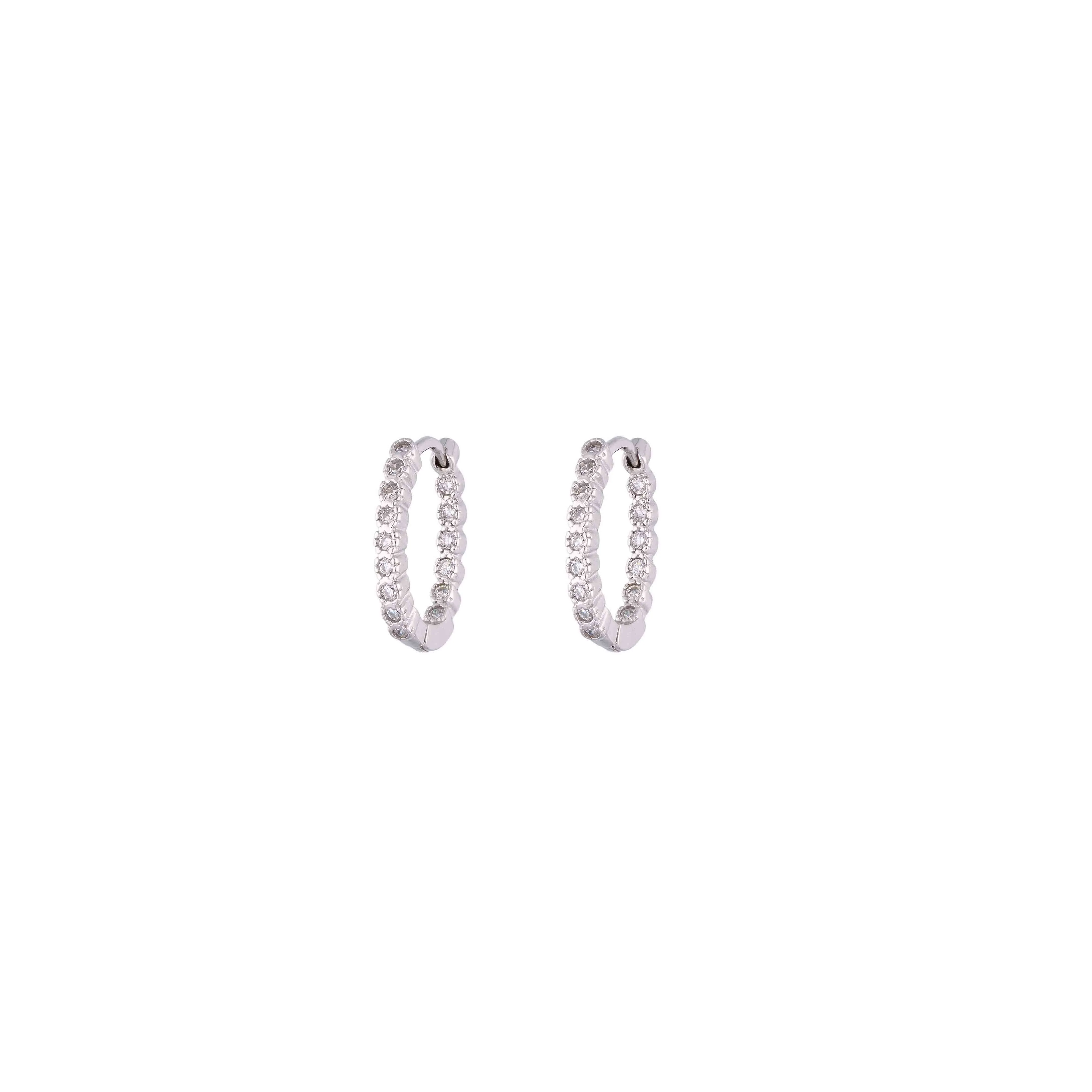 Sterling Oval Shaped Silver Hoops Earrings - Image 3