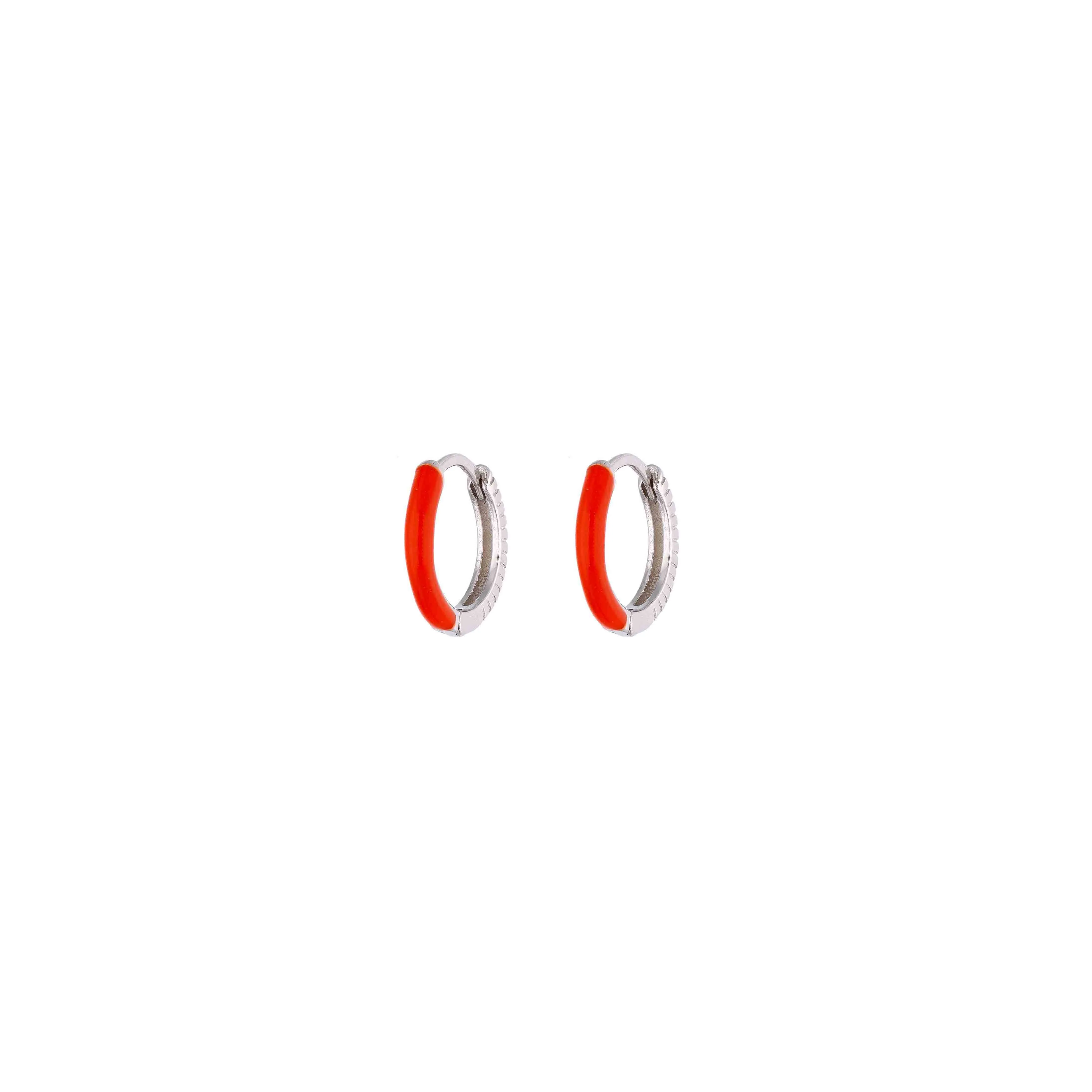 STERLING SIMPLE ORANGE SILVER HOOPS EARRINGS - Image 2