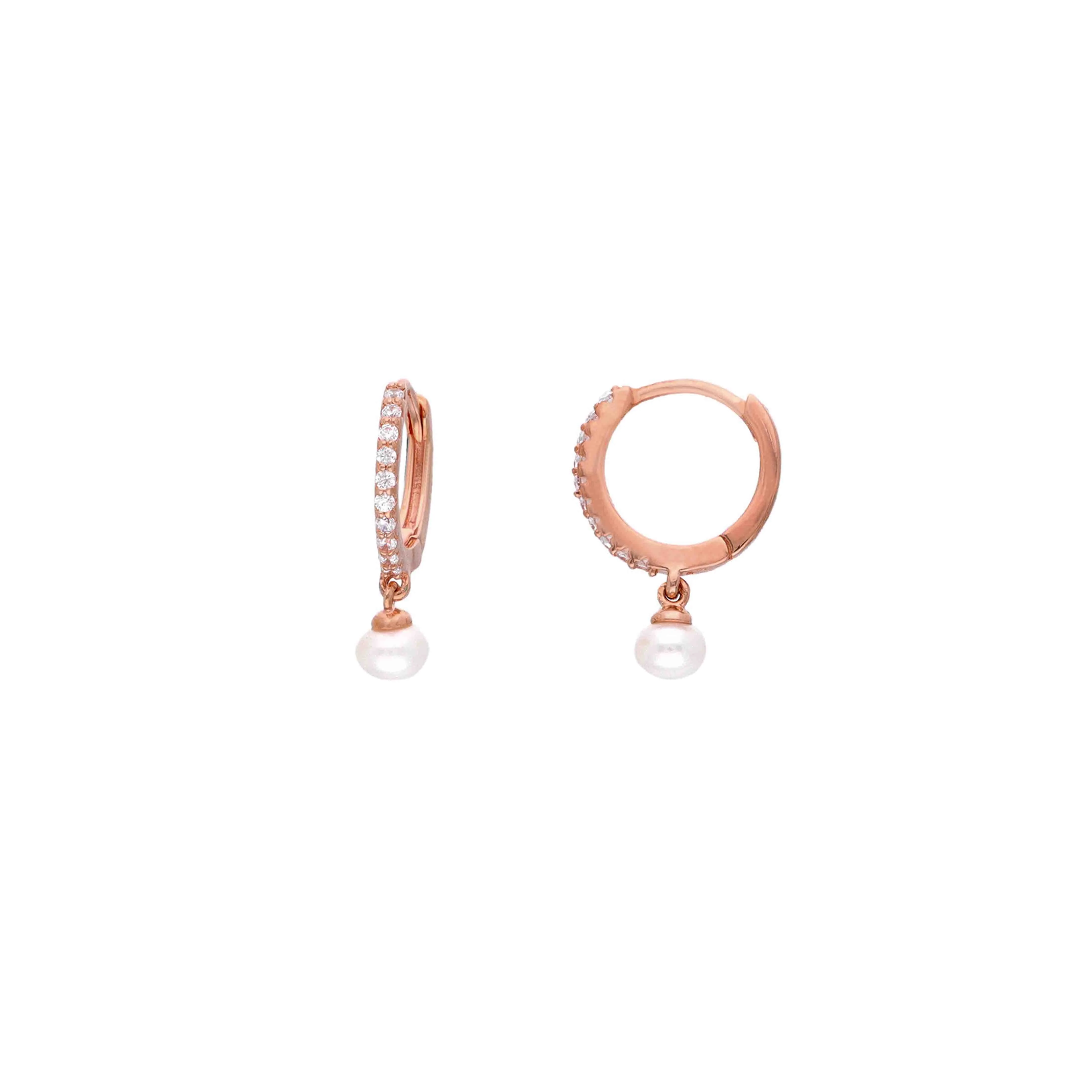 Celeste Crystal & Pearl Hoops Earrings - Image 3
