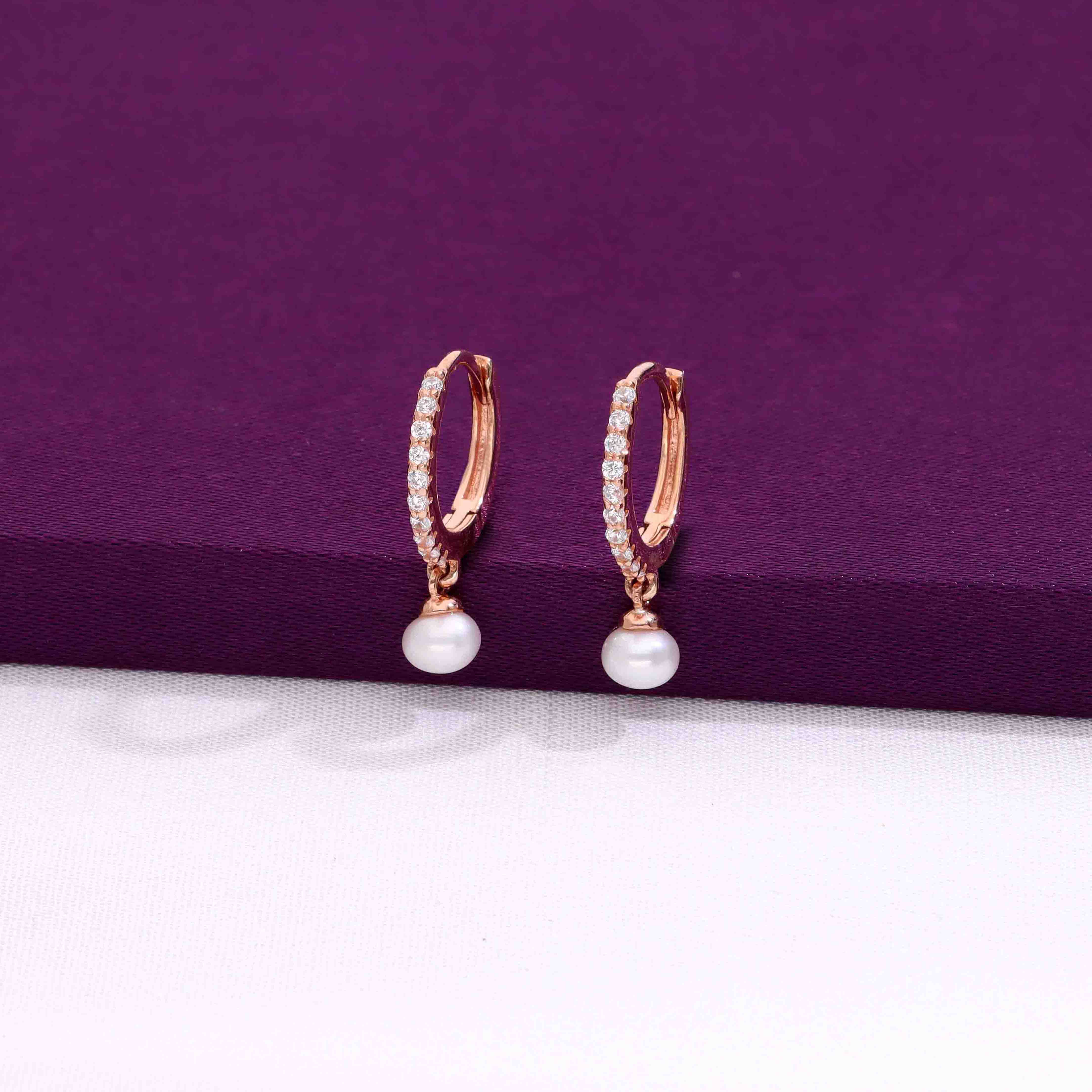 Celeste Crystal & Pearl Hoops Earrings - Image 5