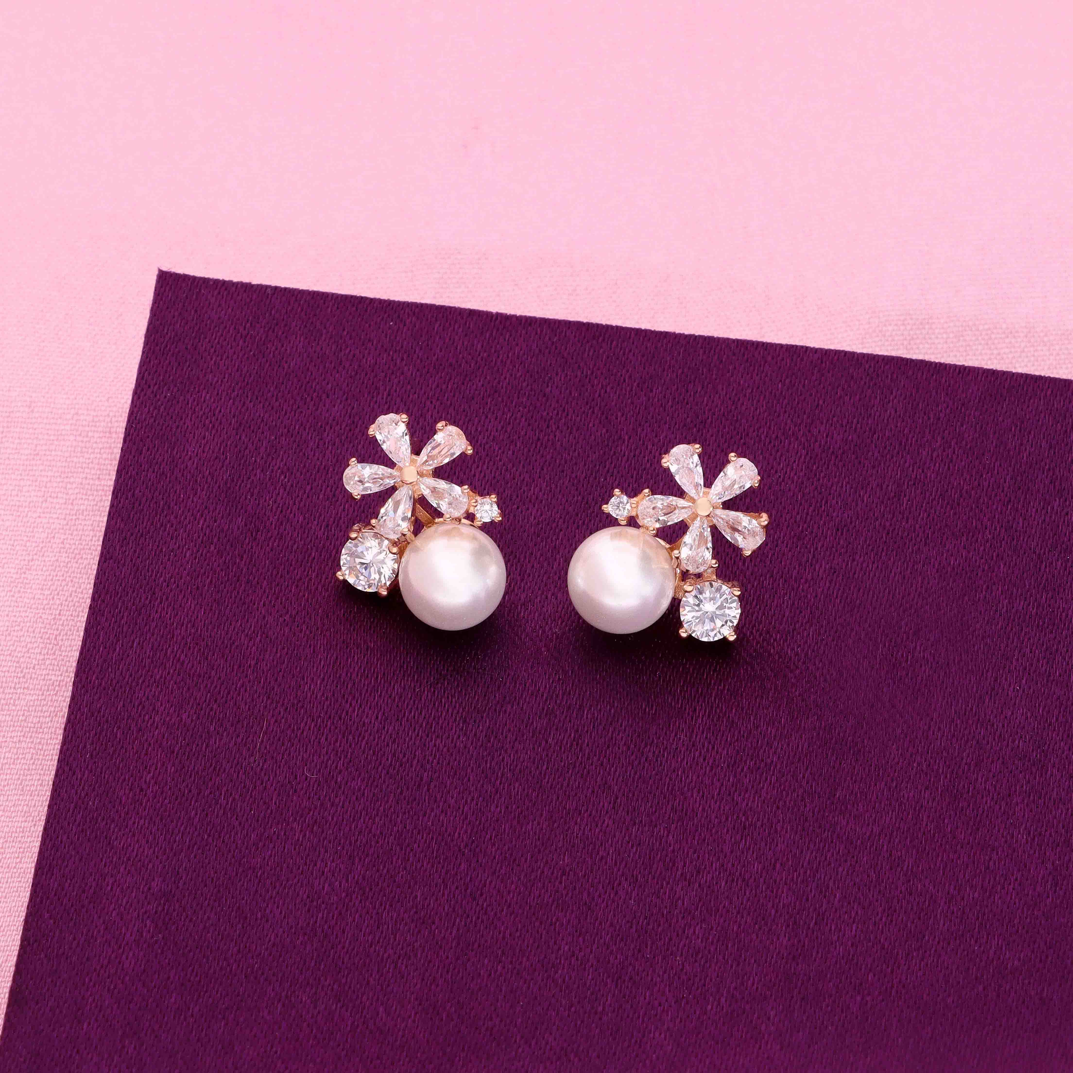 Sterling Silver Solitaire Floral Pearl Earring - Image 8