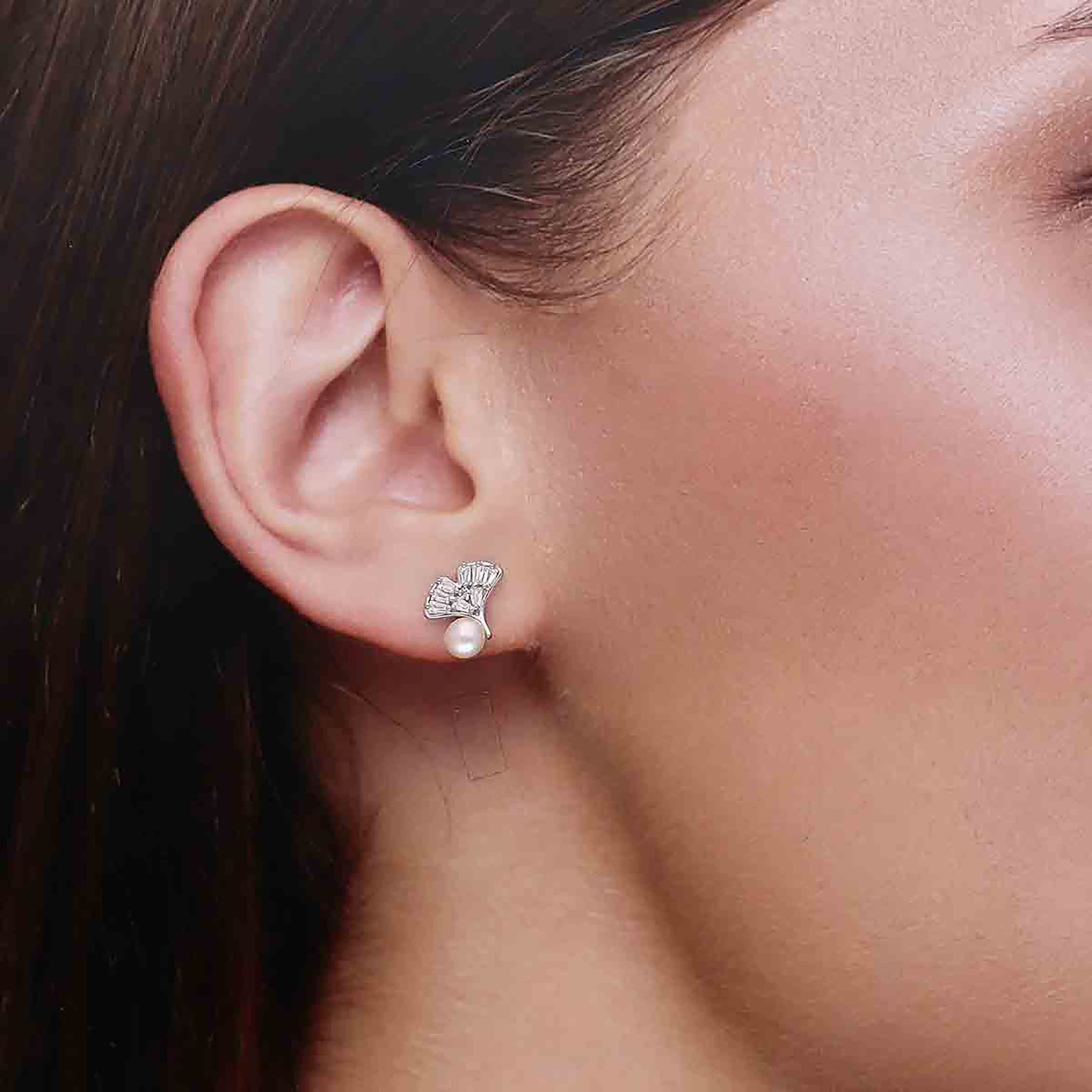 Sterling Silver Pearlescent Petal Gleam Earrings - Image 3