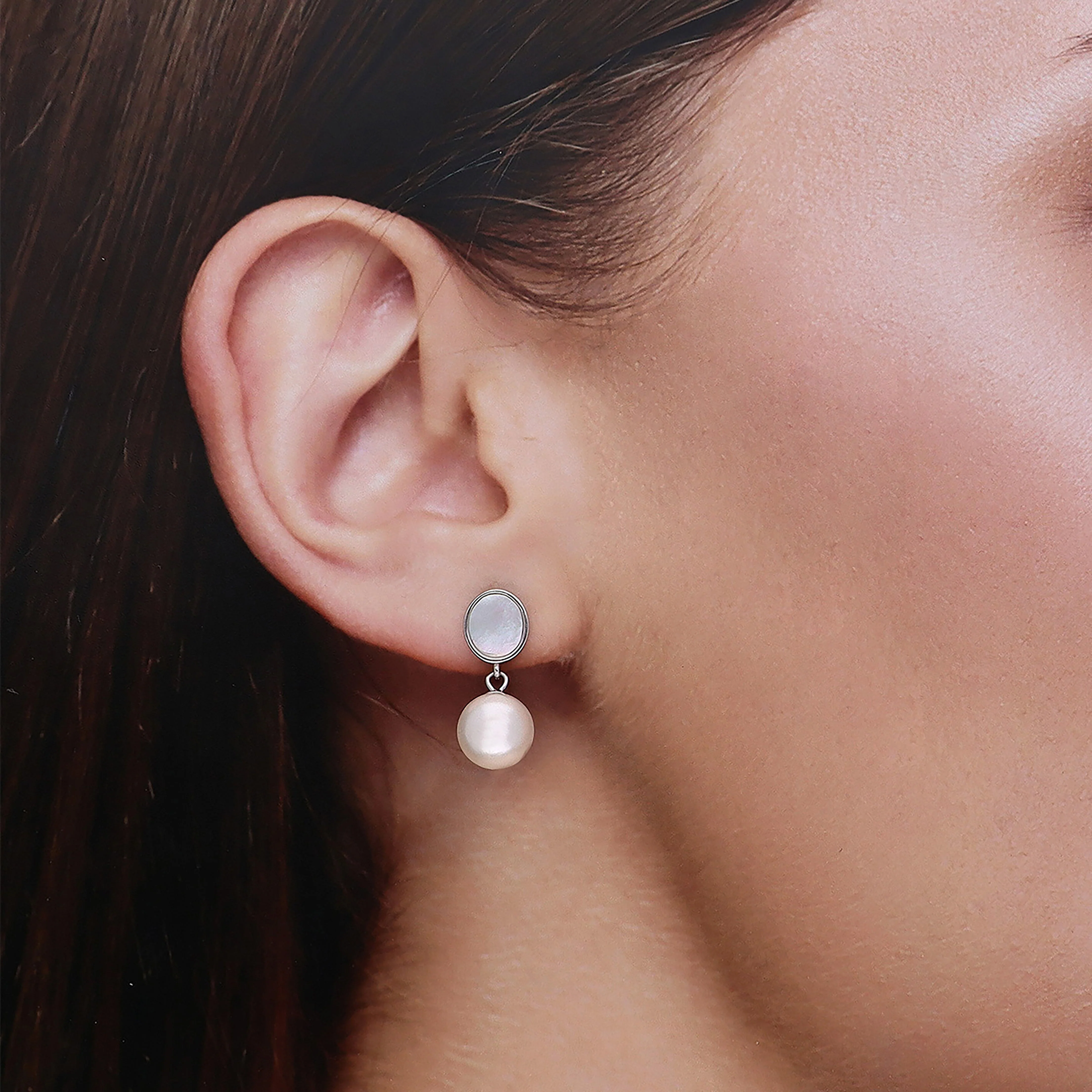 Sterling Silver Classic Pearl Drop Earrings - Image 3
