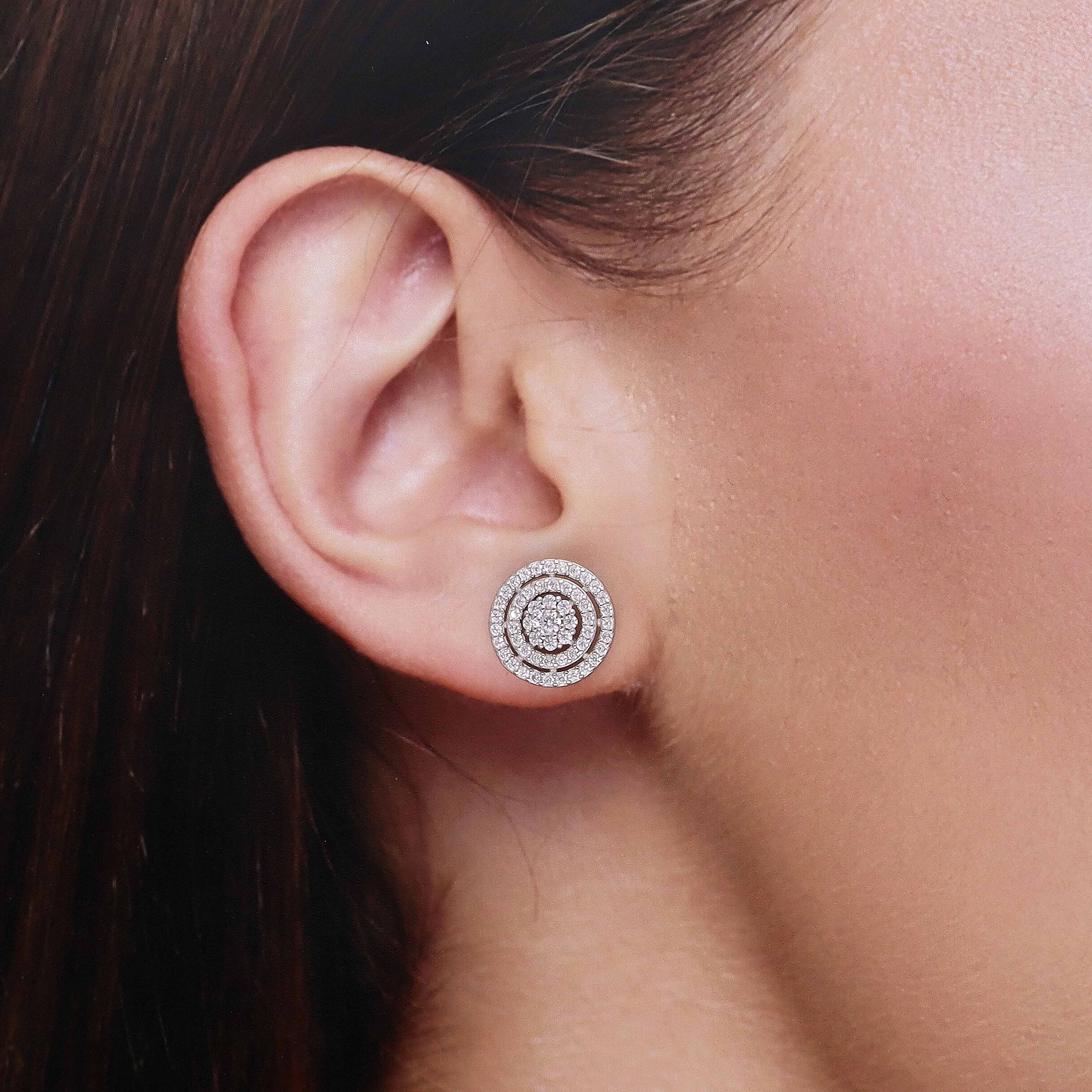 Sterling Silver Crystal Stud Earrings - Image 3