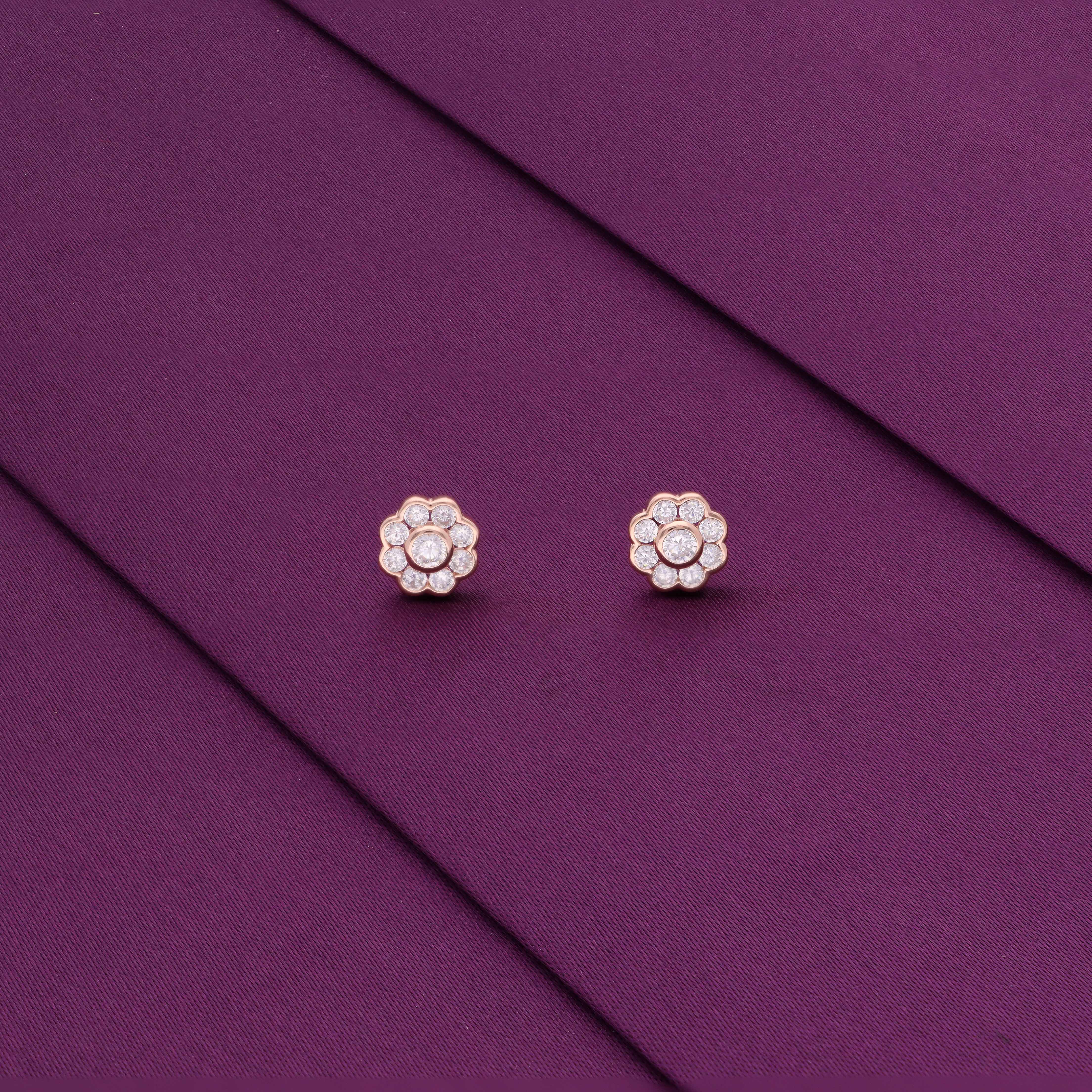 Chic Diamond Flower Stud Earrings - Image 2