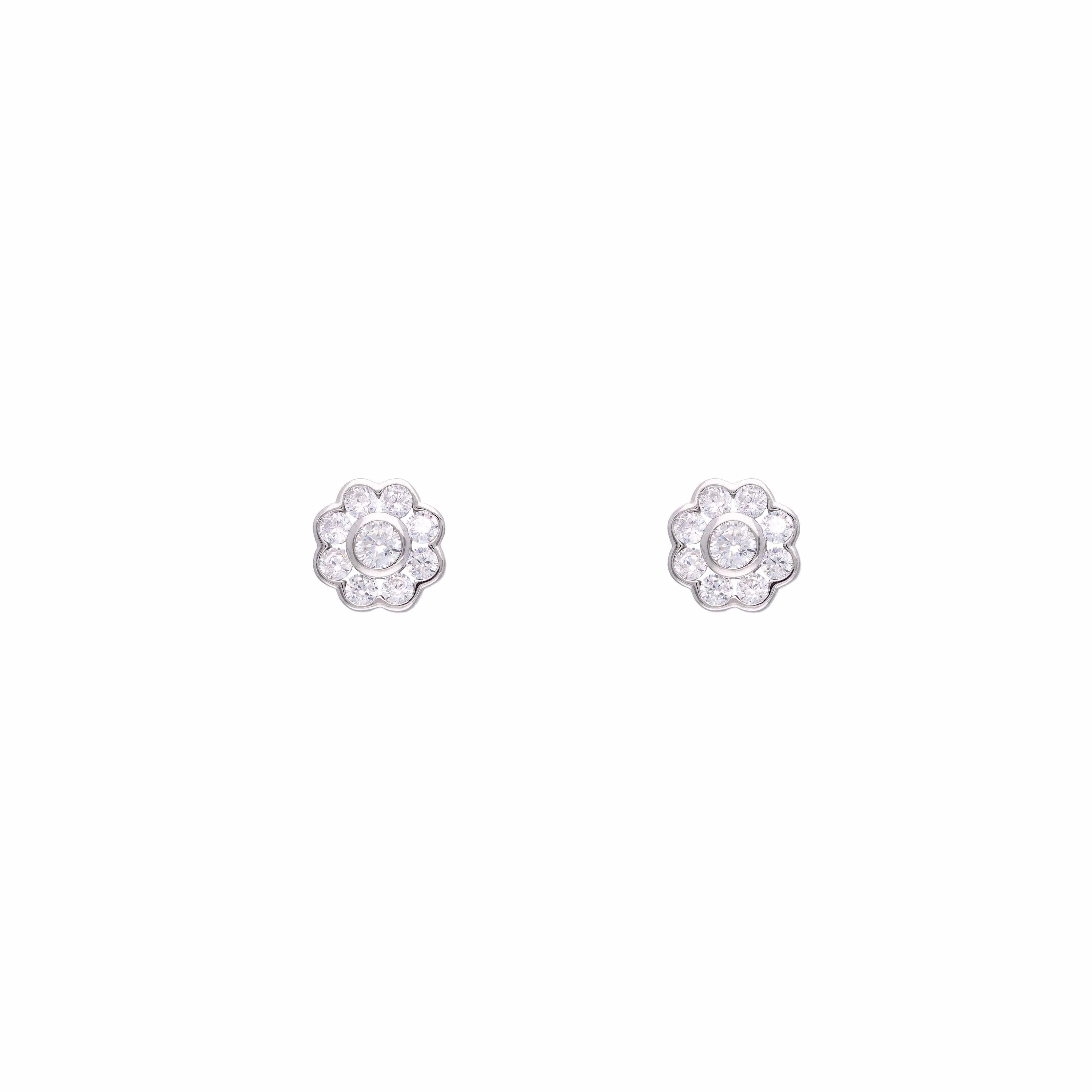 Chic Diamond Flower Stud Earrings - Image 4