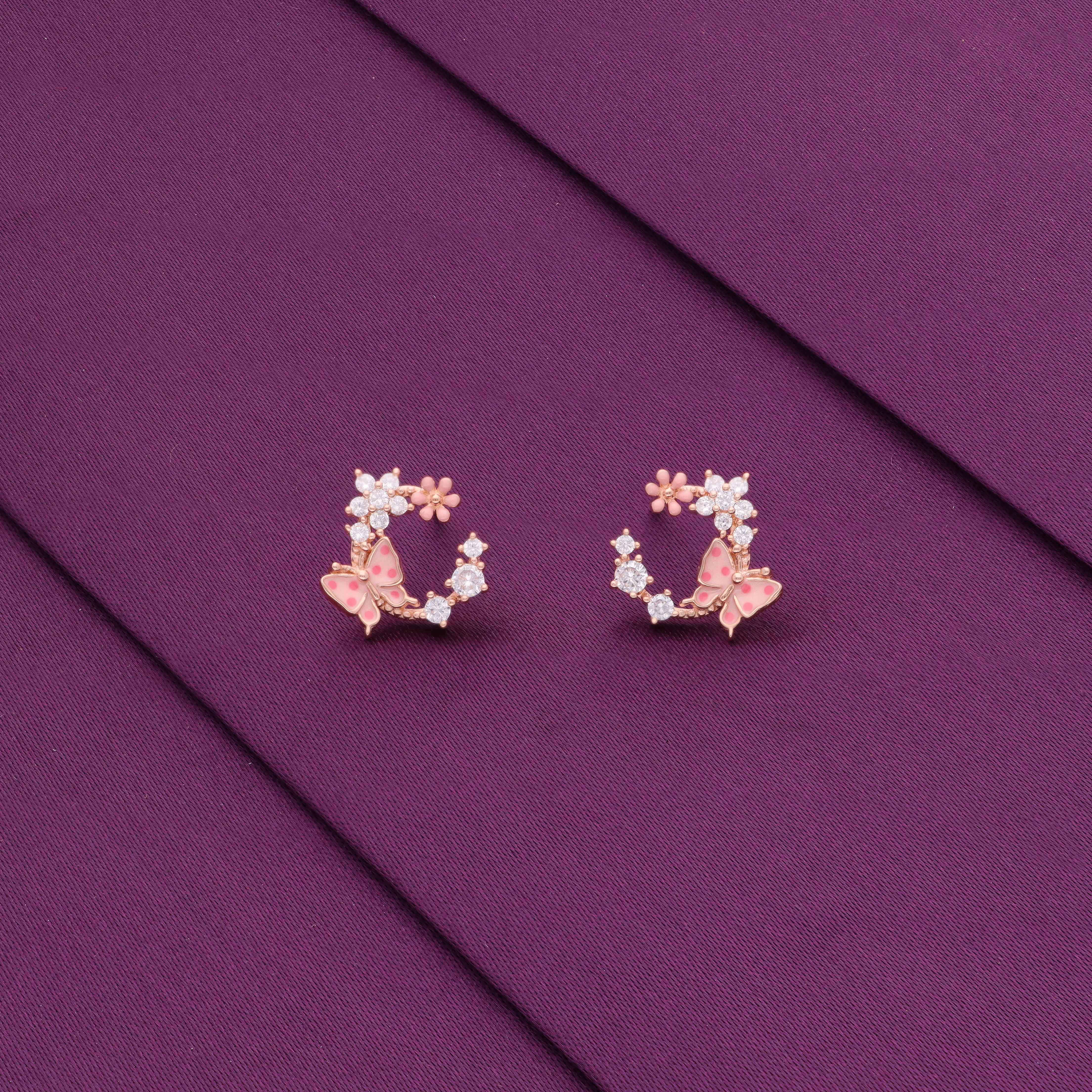 Butterfly Garden Silver Stud Earrings - Image 2
