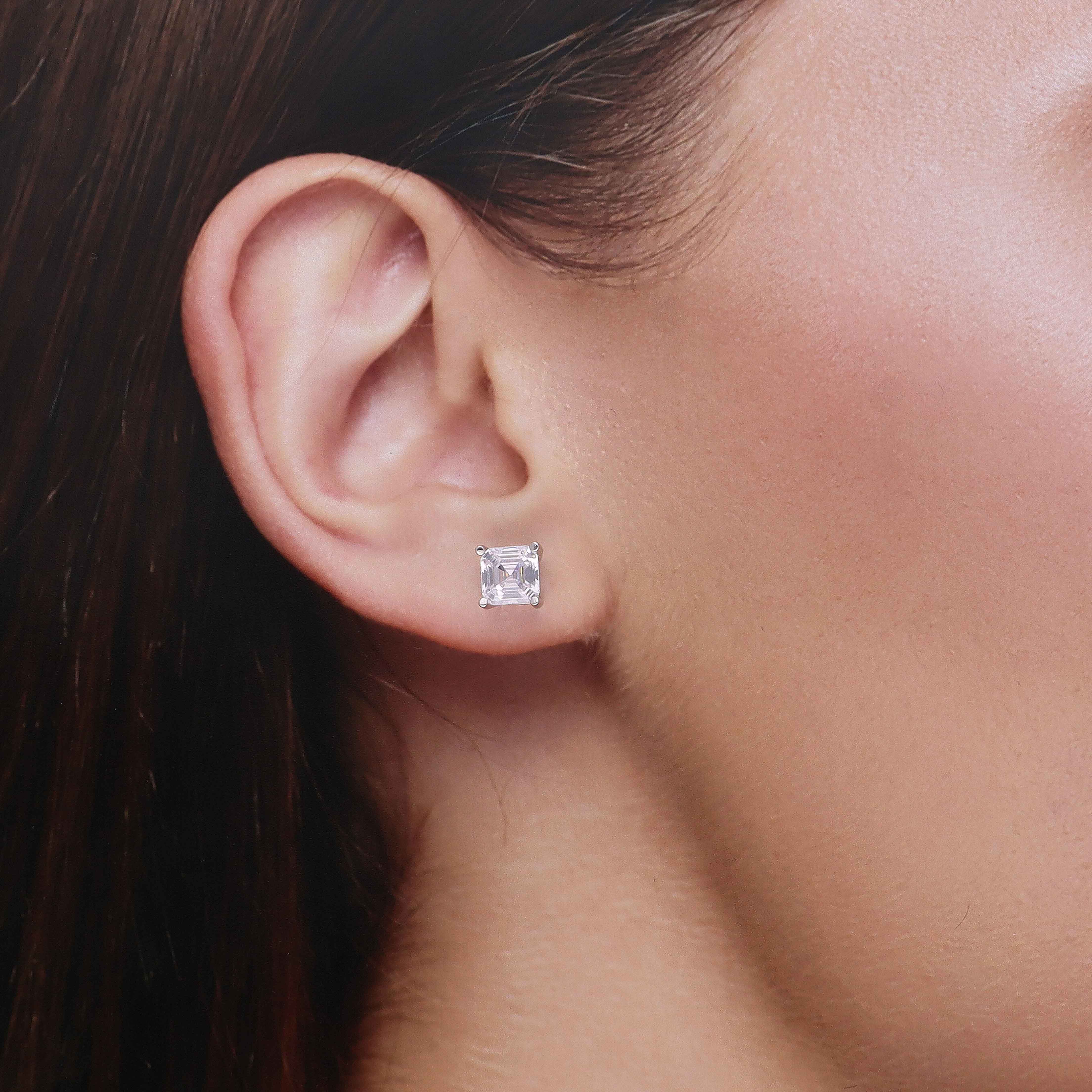 Square Solitaire Stud Earrings - Image 3