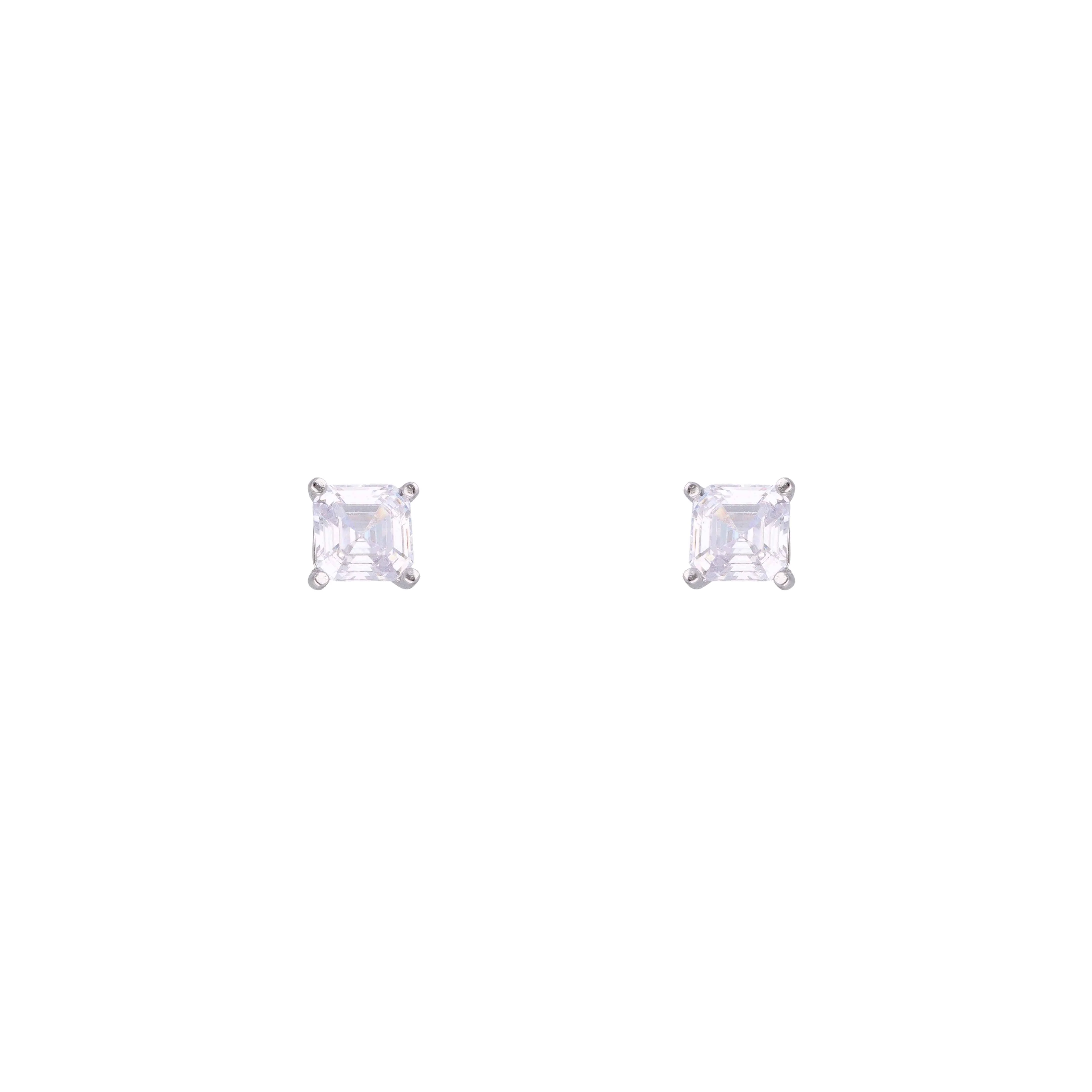 Square Solitaire Stud Earrings - Image 5