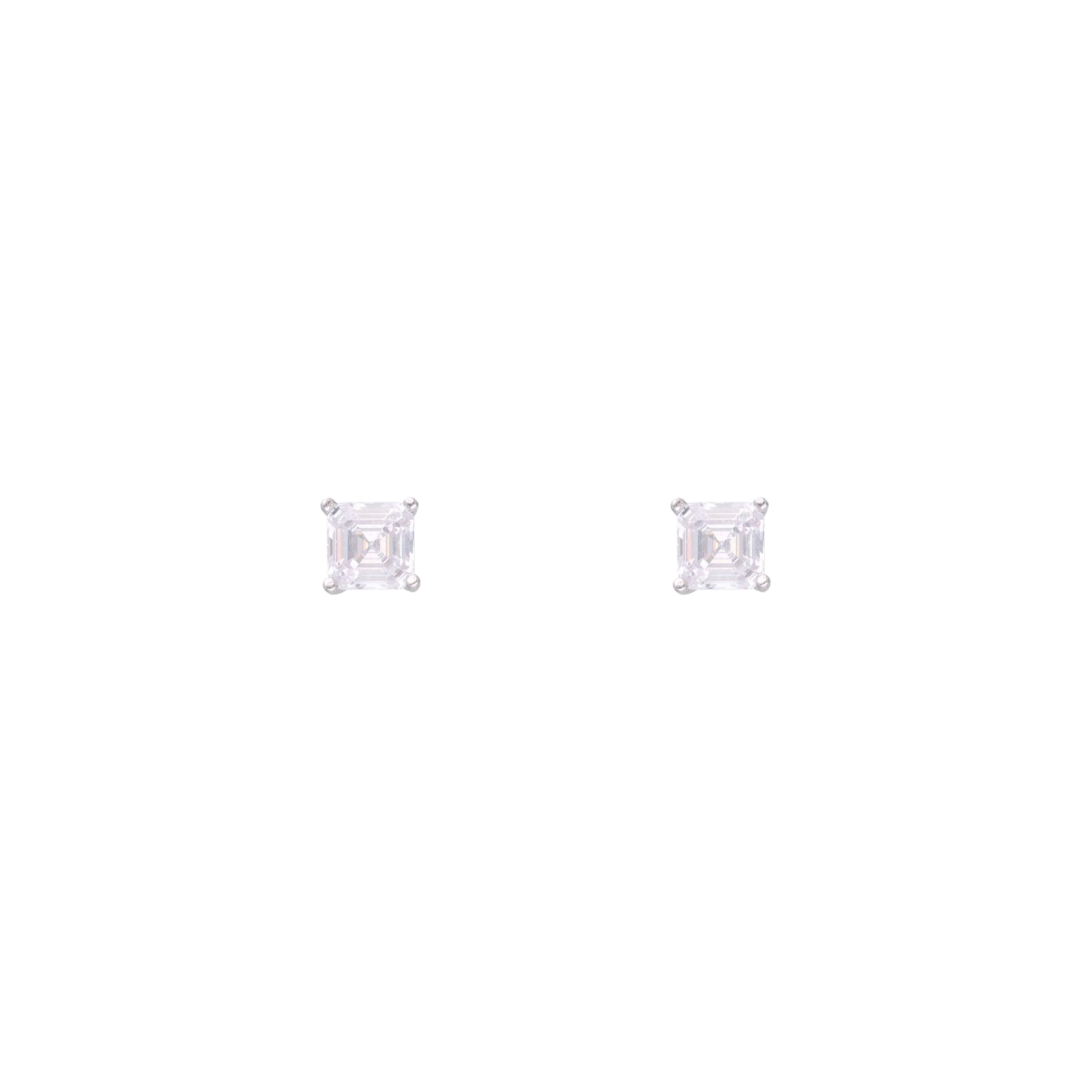 Square Cut Solitaire Stud Earrings - Image 5