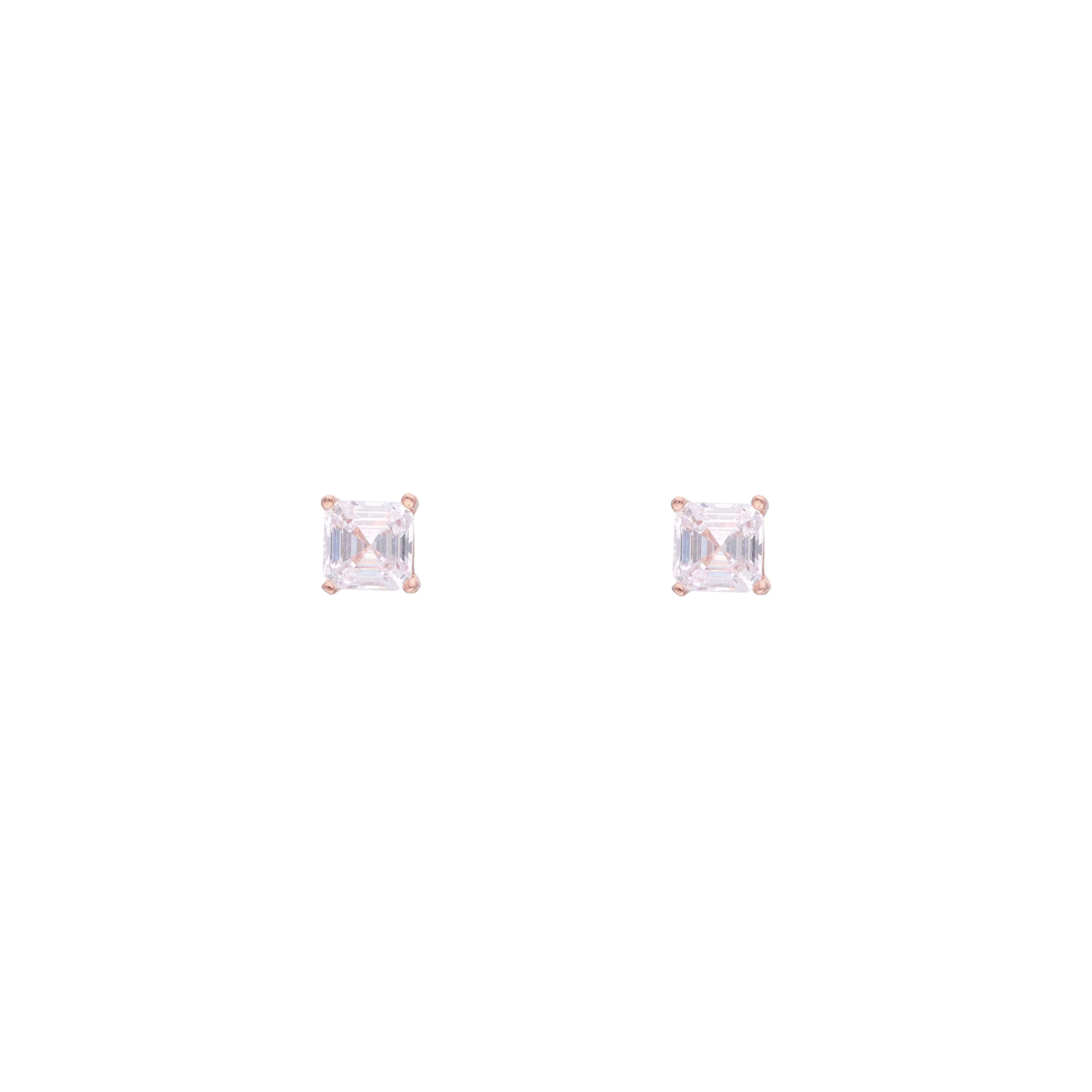 Square Cut Solitaire Stud Earrings - Image 6