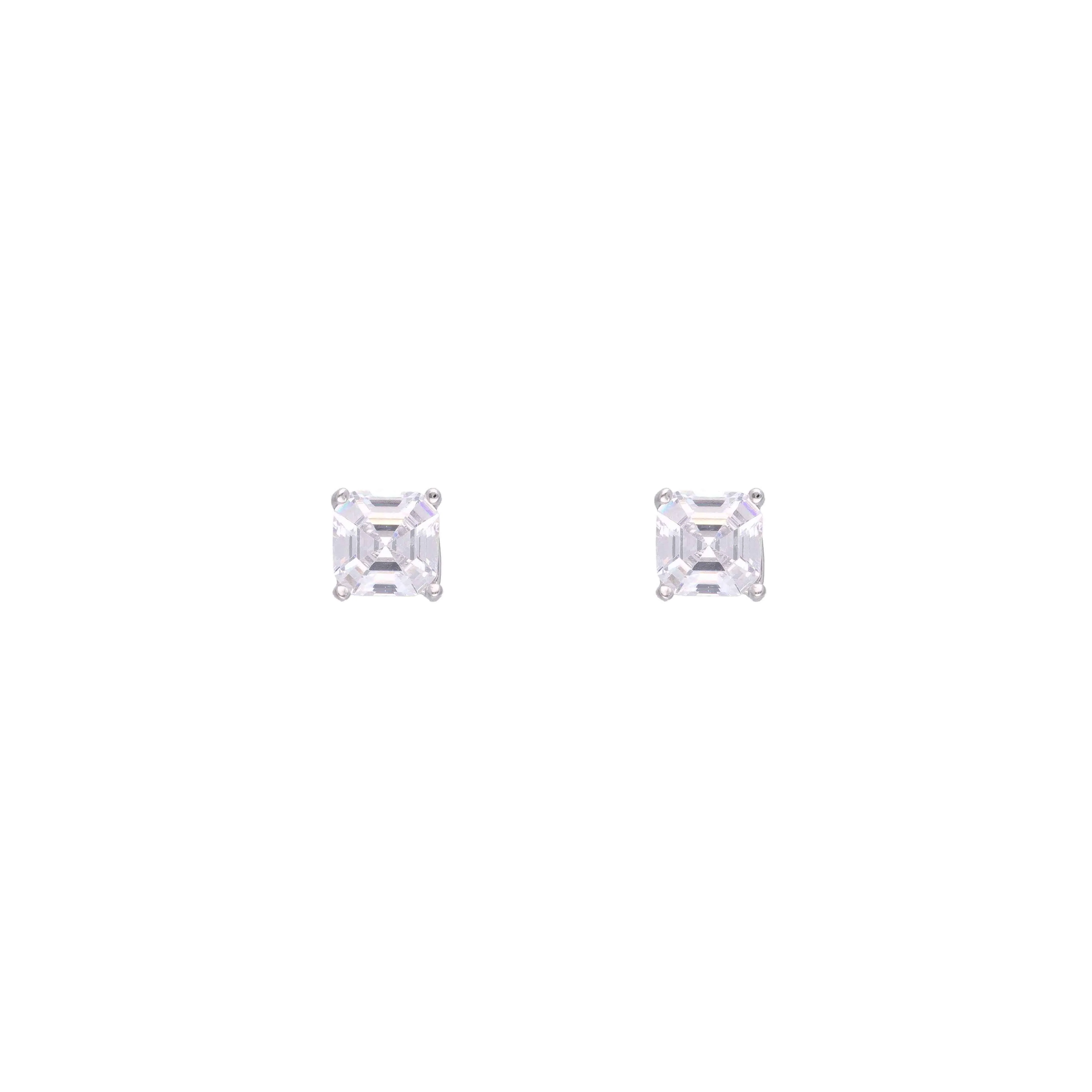 Big Square Solitaire Stud Earrings - Image 5