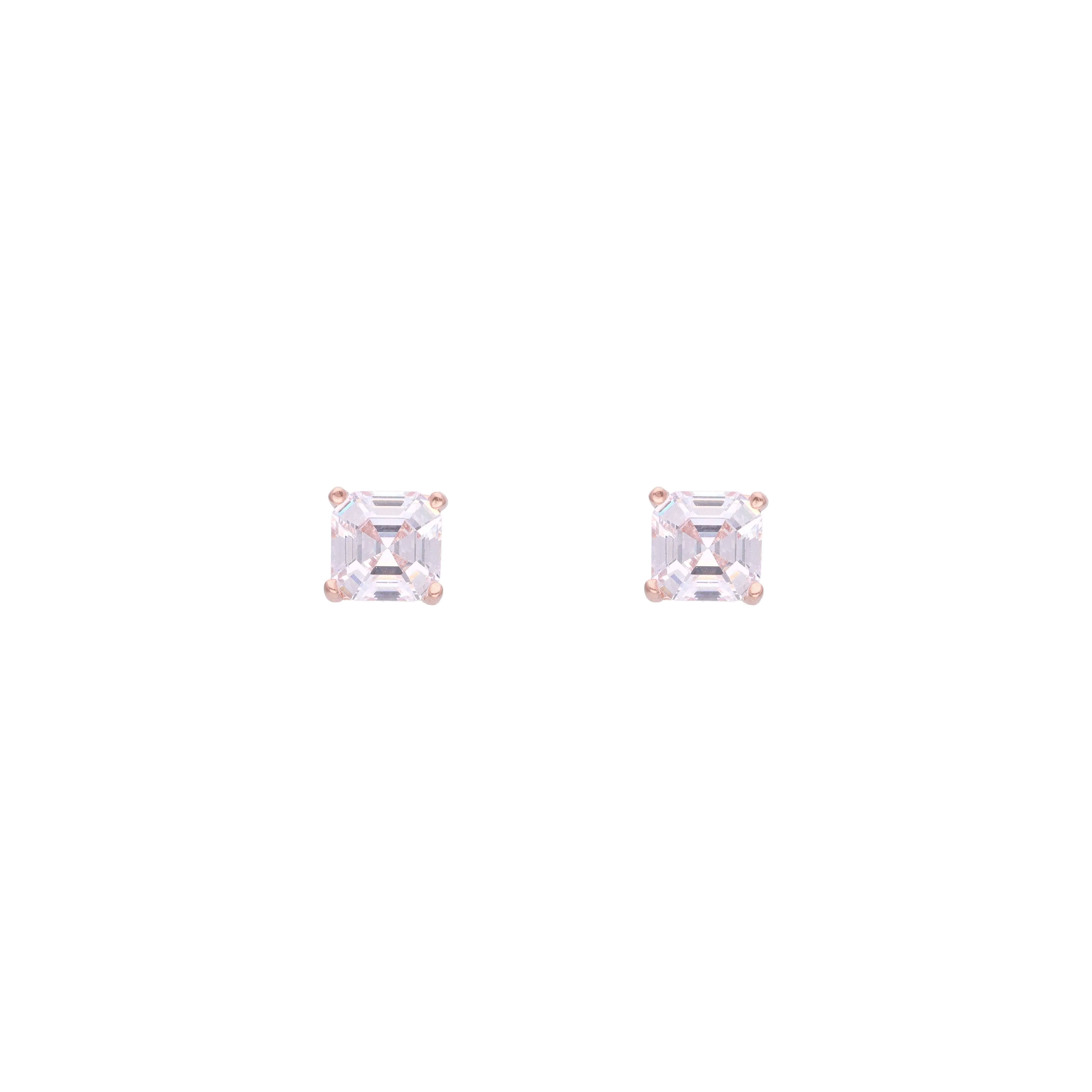 Big Square Solitaire Stud Earrings - Image 6