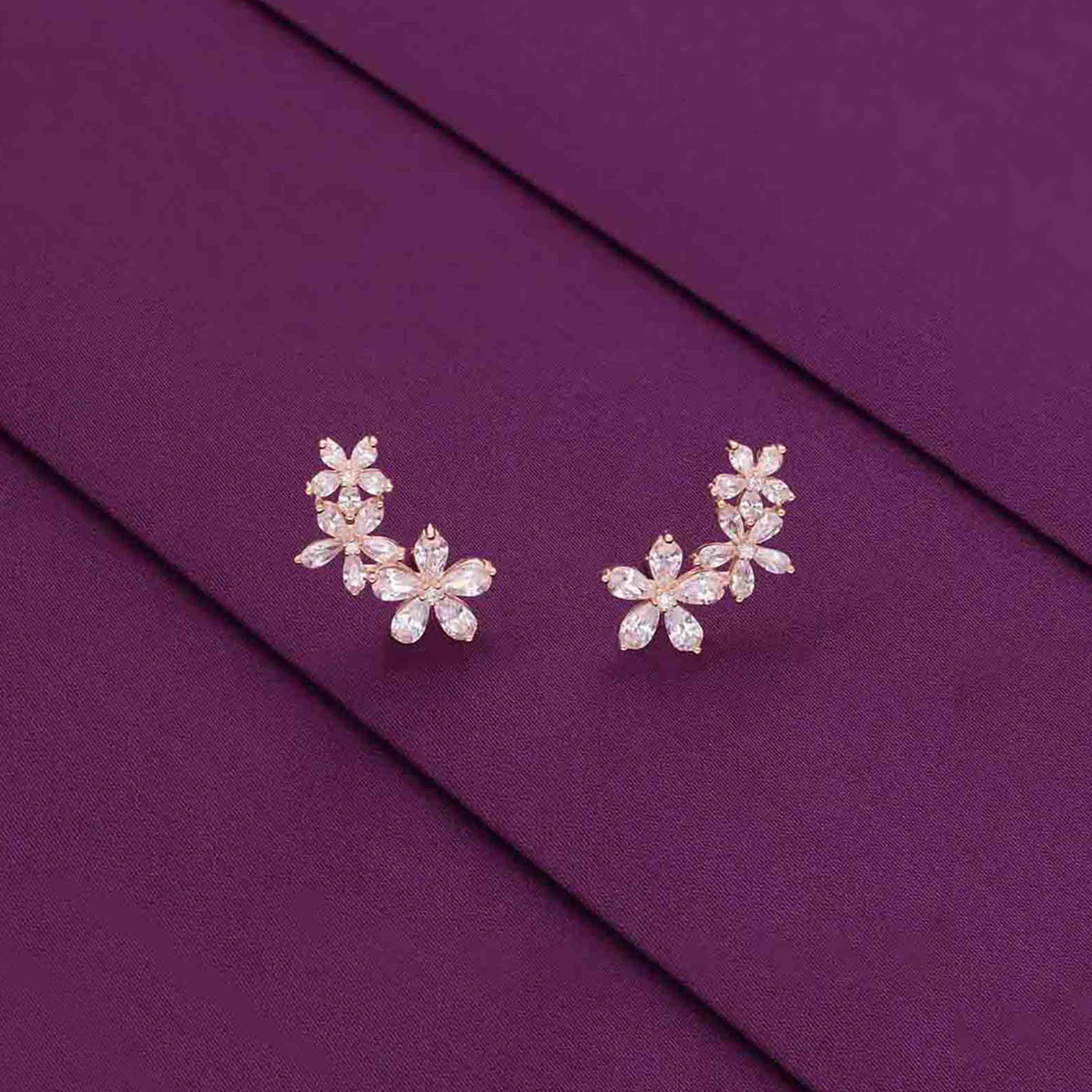 Sterling Silver Chic Floral Stud Earrings - Image 2