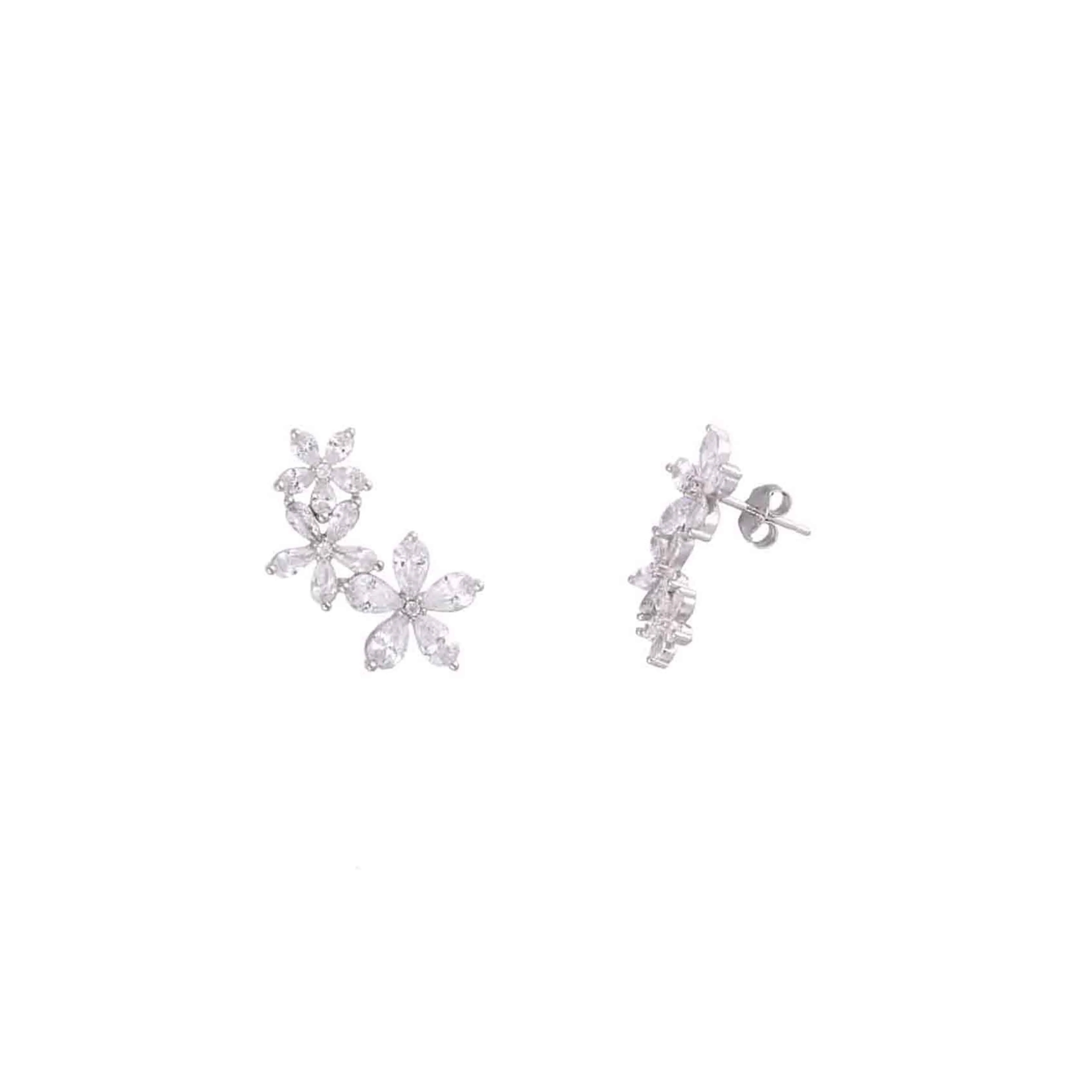 Sterling Silver Chic Floral Stud Earrings - Image 5