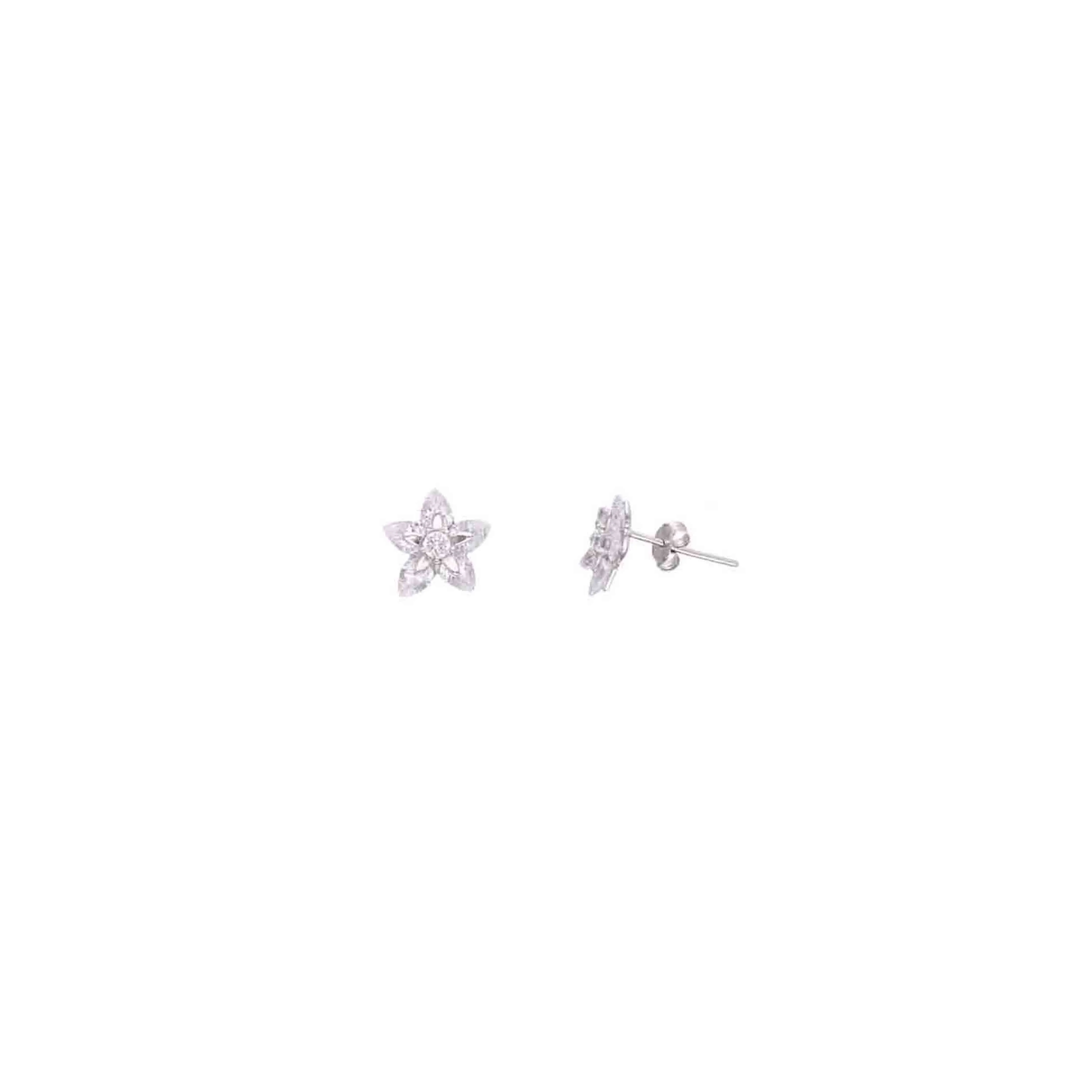 Sterling Silver Solitaire Floral Stud Earrings - Image 6