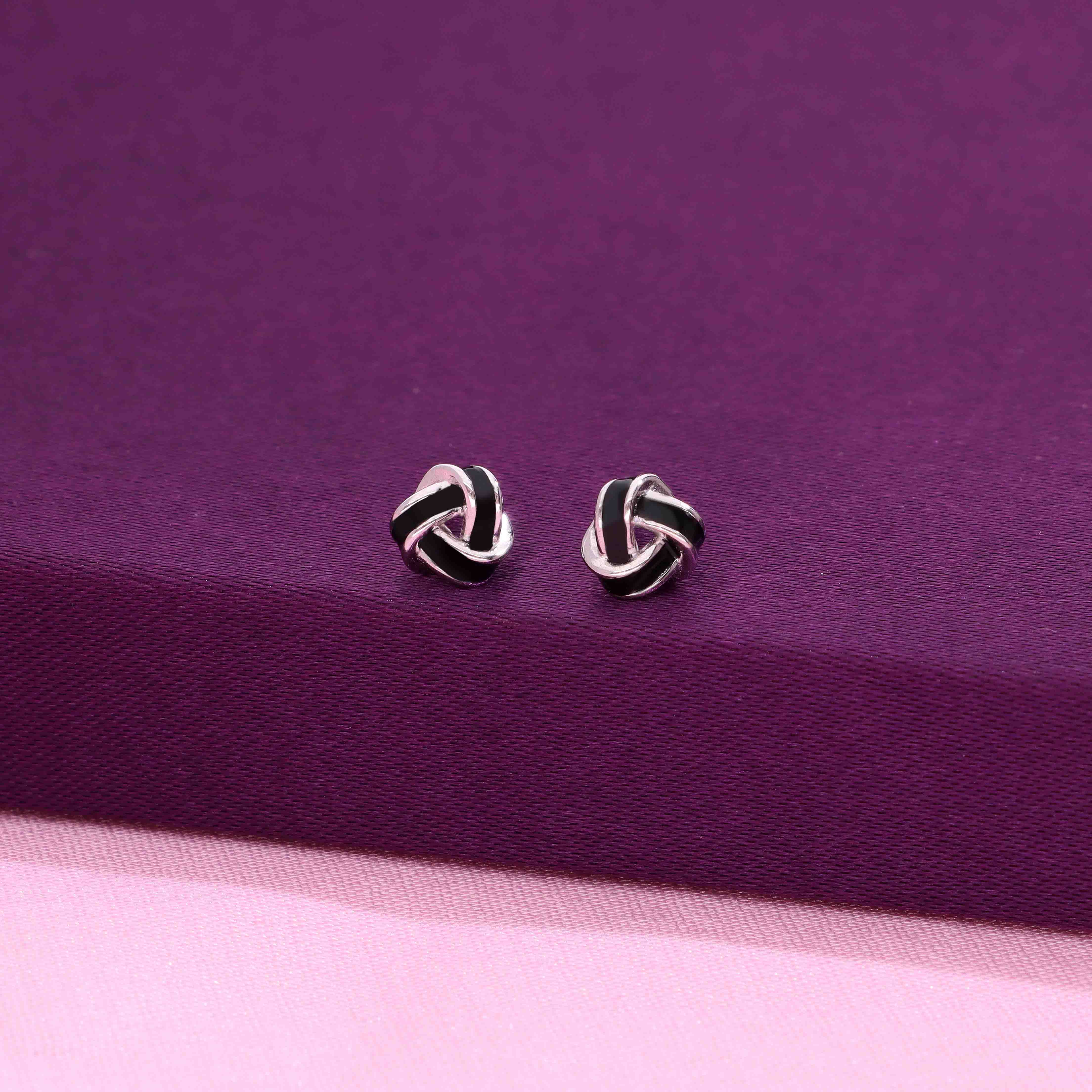 Sterling Silver Knot Stud Earrings - Image 2
