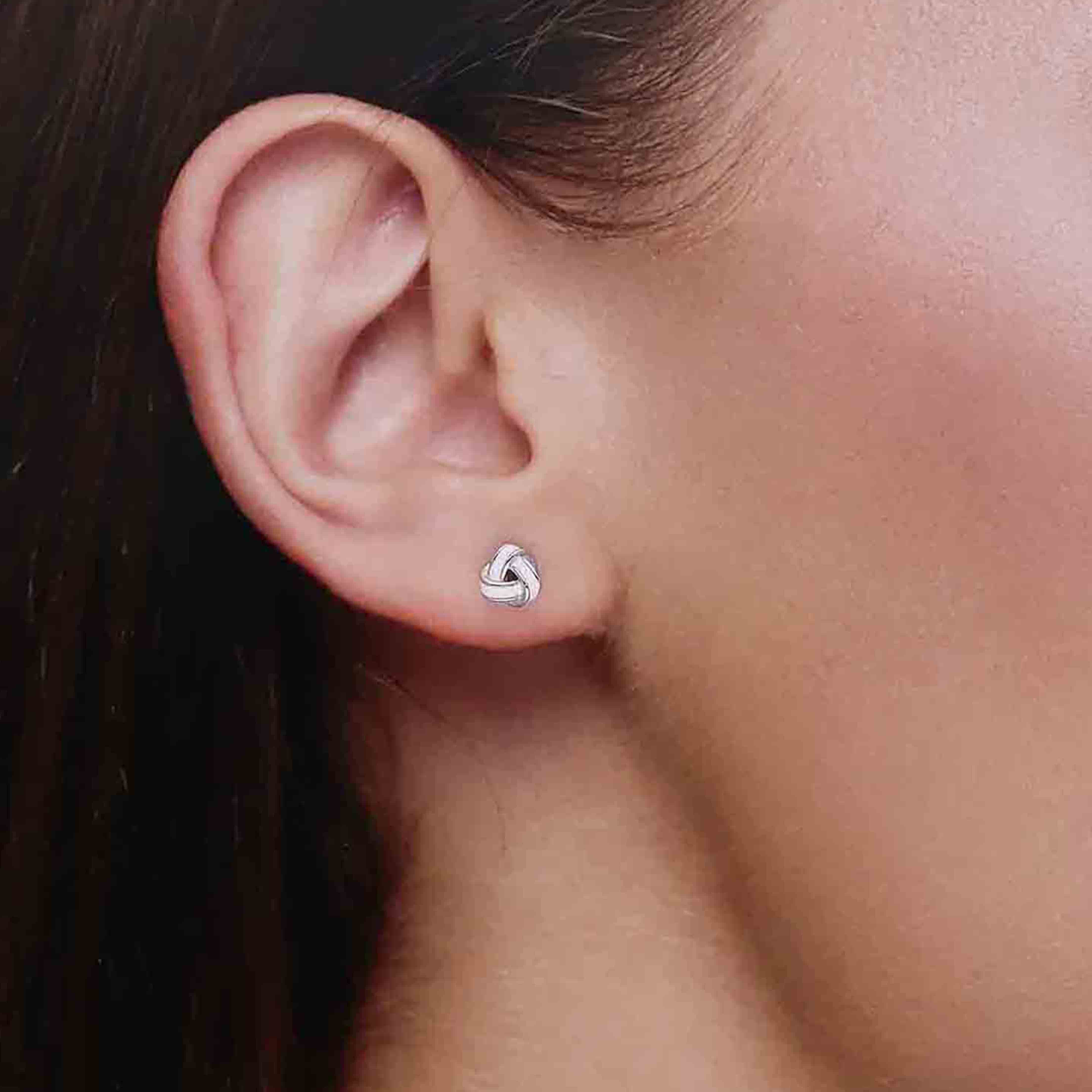 Sterling Silver Knot Stud Earrings - Image 4